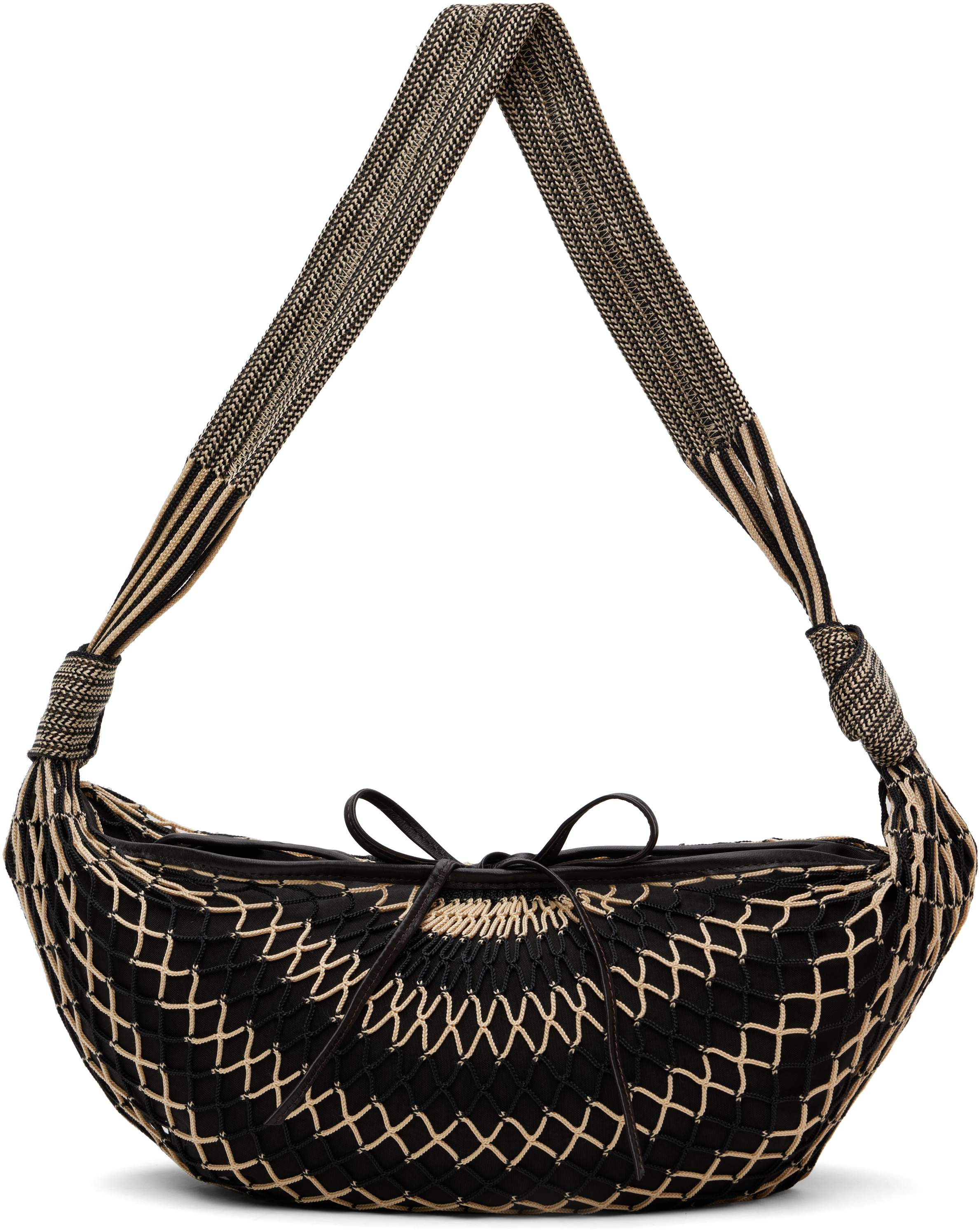 Lemaire Black & Beige Croissant Filt Bag