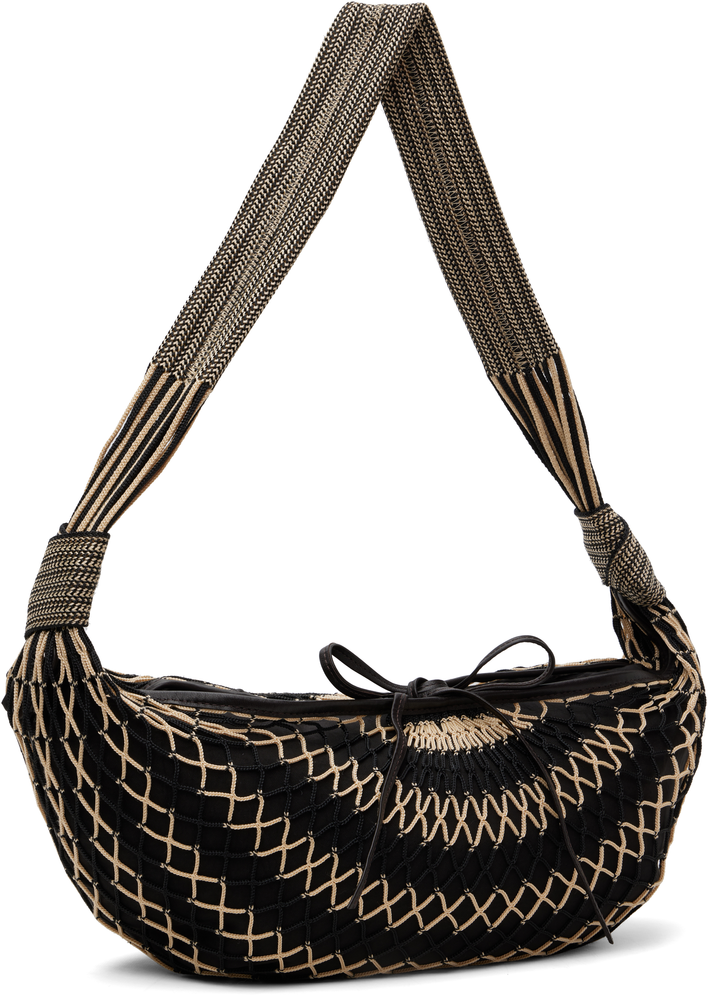 Lemaire Black & Beige Croissant Filt Bag