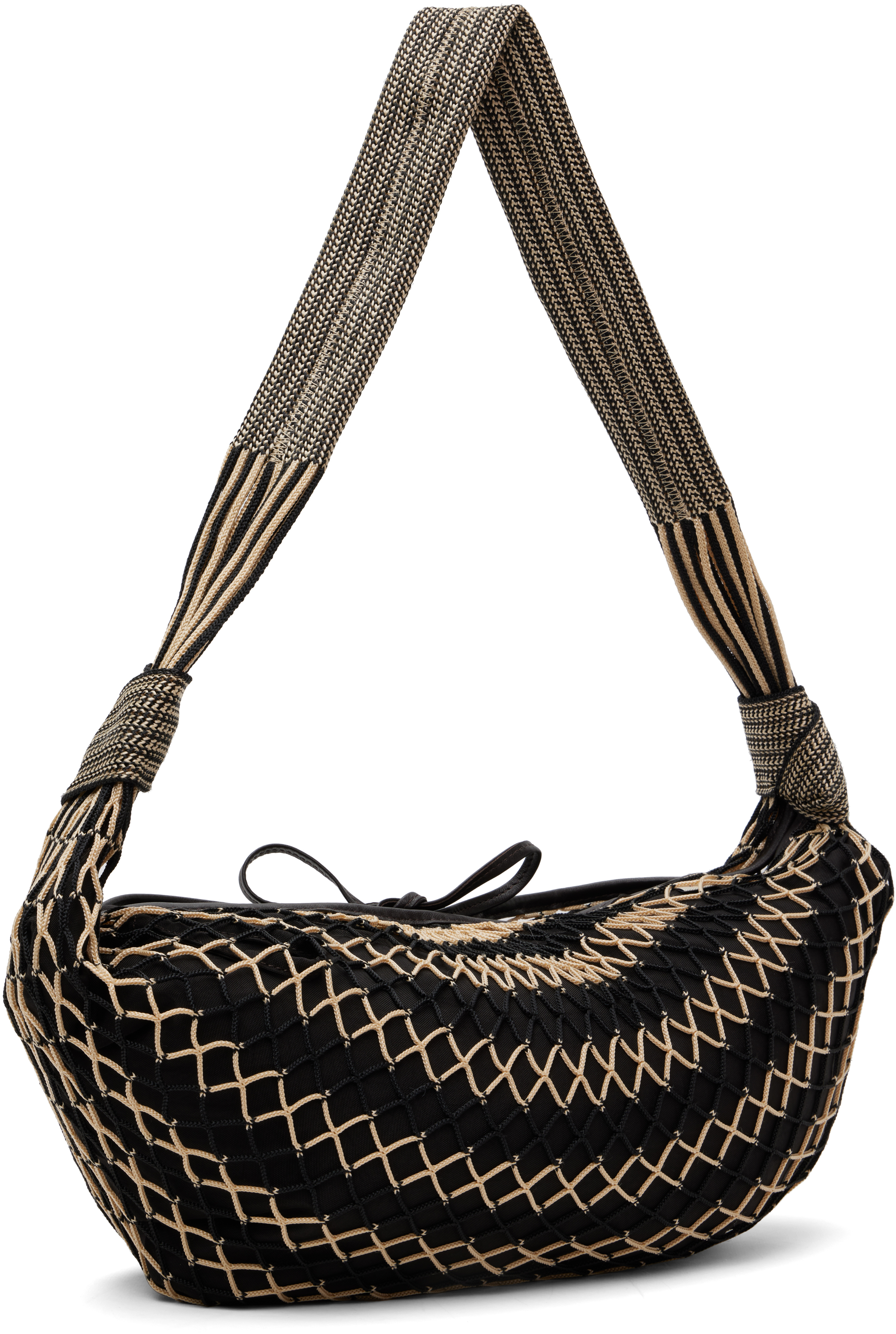 Lemaire Black & Beige Croissant Filt Bag