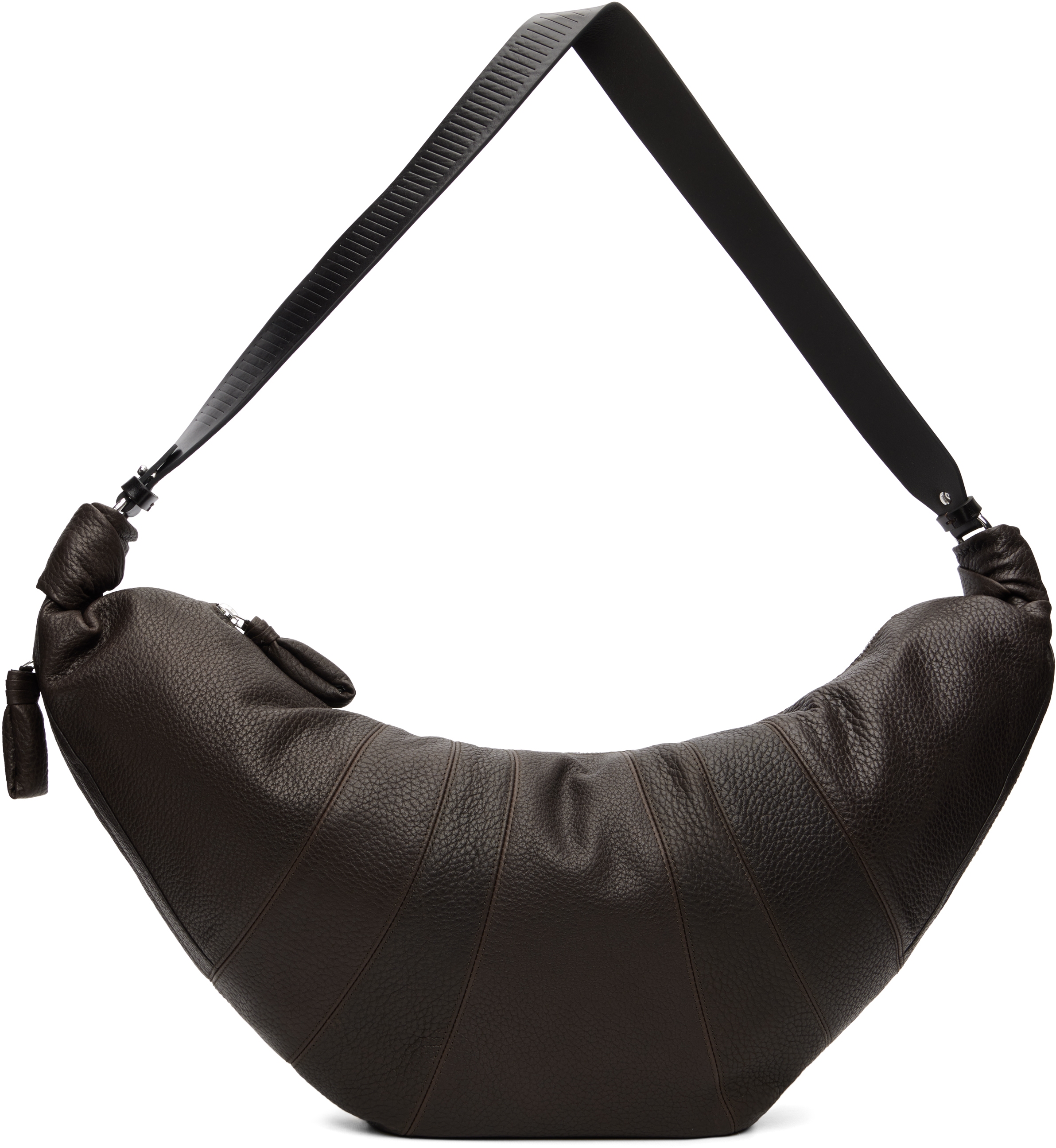Lemaire Brown Rail Belt Large Croissant Bag In Brown