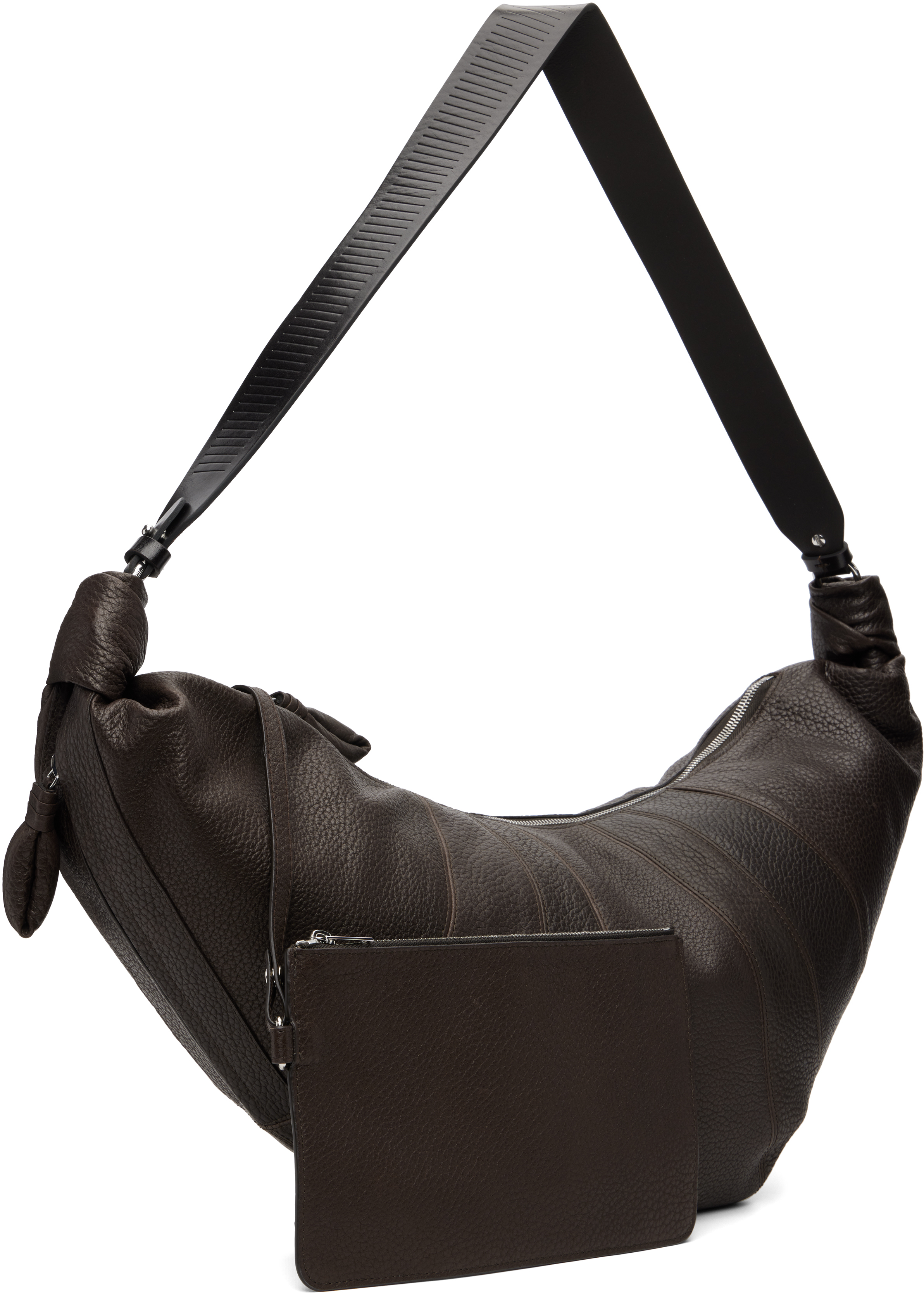 Lemaire Brown Rail Belt Large Croissant Bag In Brown