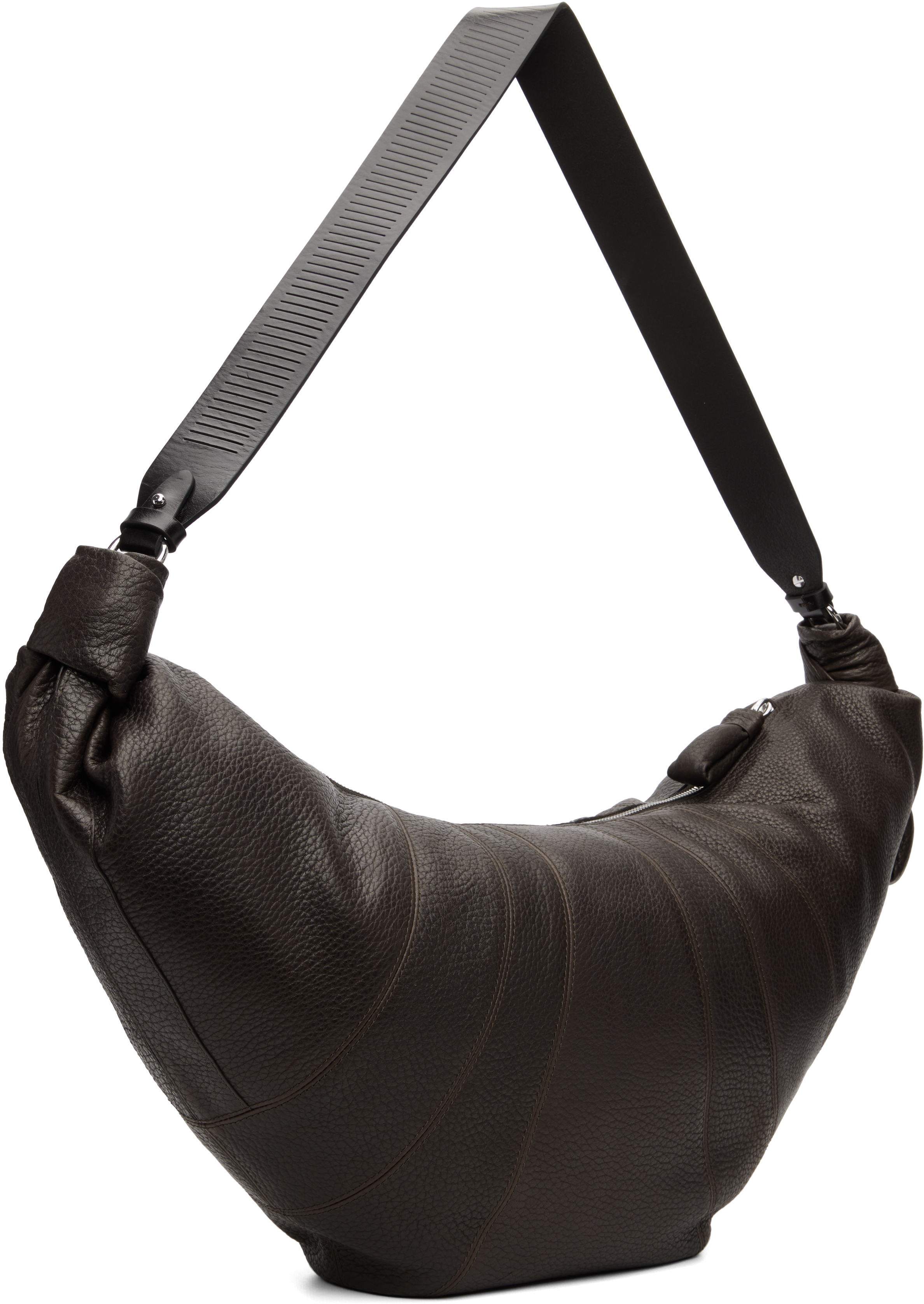 Lemaire Brown Rail Belt Large Croissant Bag In Brown