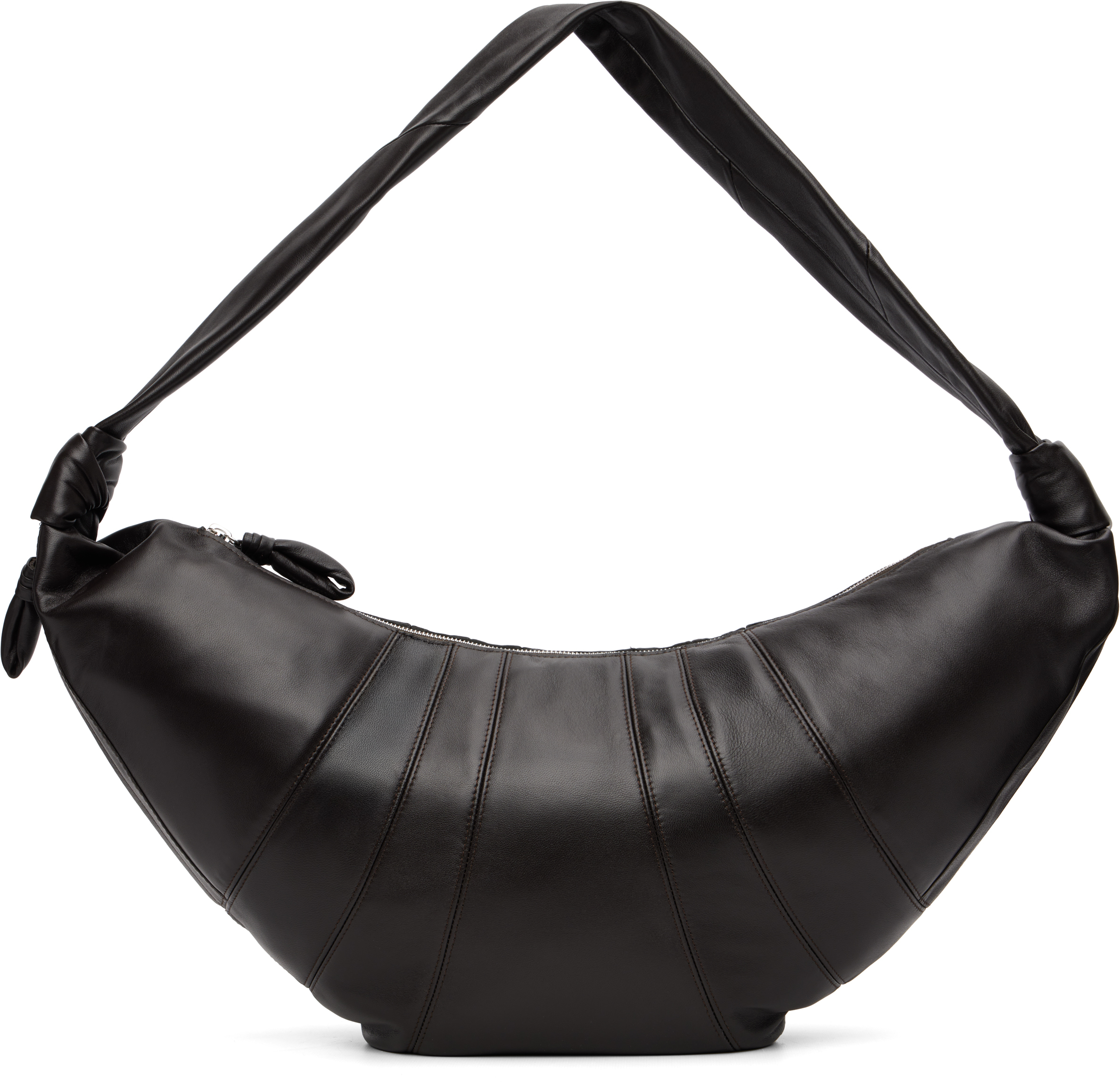 LEMAIRE ブラウン レザー ショルダーバッグ ラージ large