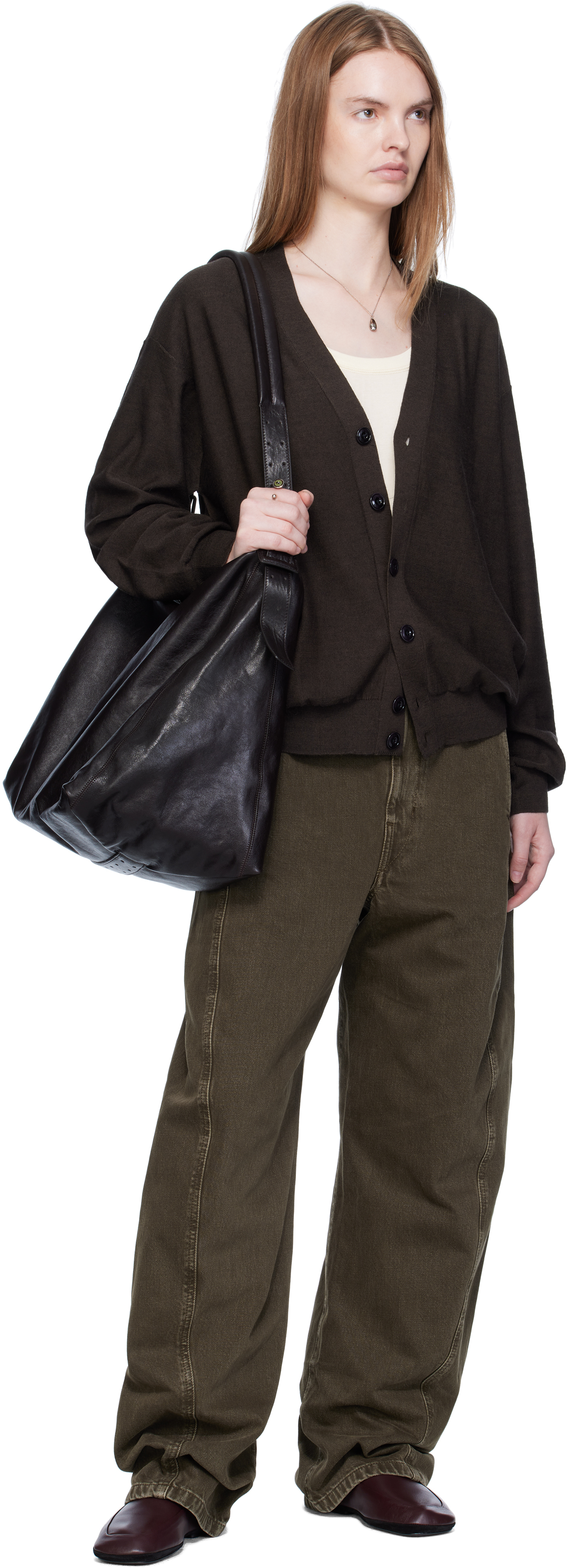 Lemaire Brown Belted Bag In Brown
