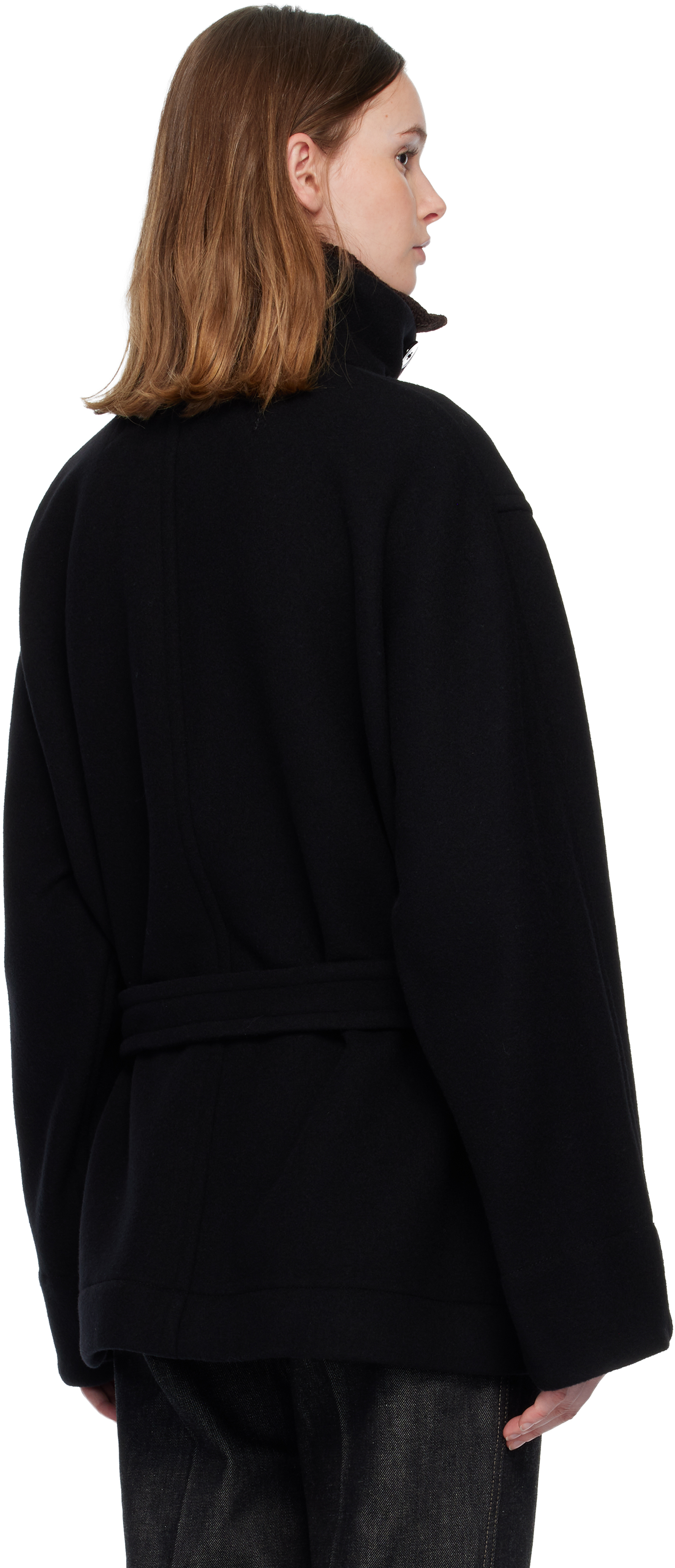 Lemaire Short Duffle Coat In Black