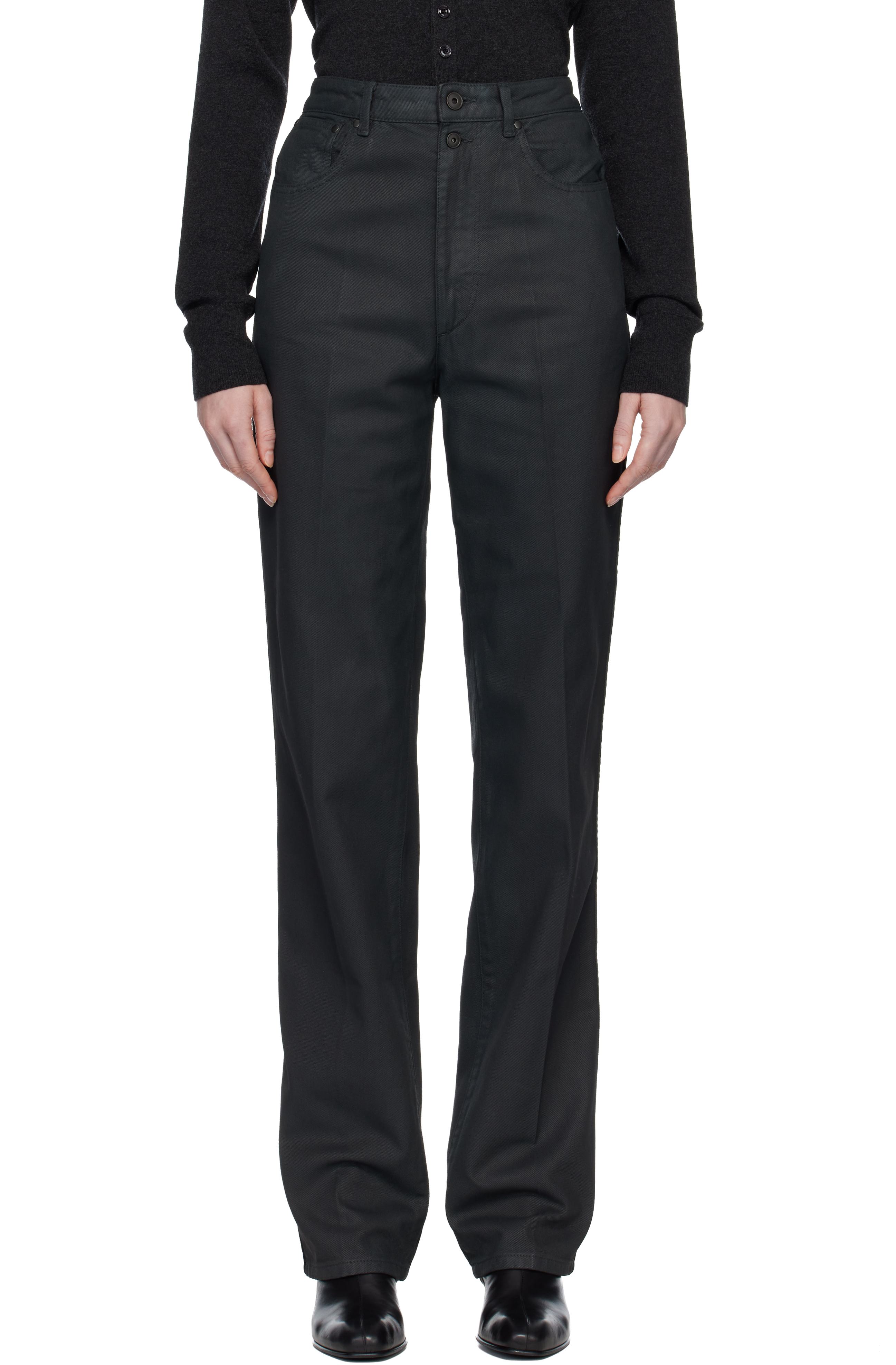 Lemaire Black High Waisted Straight Jeans