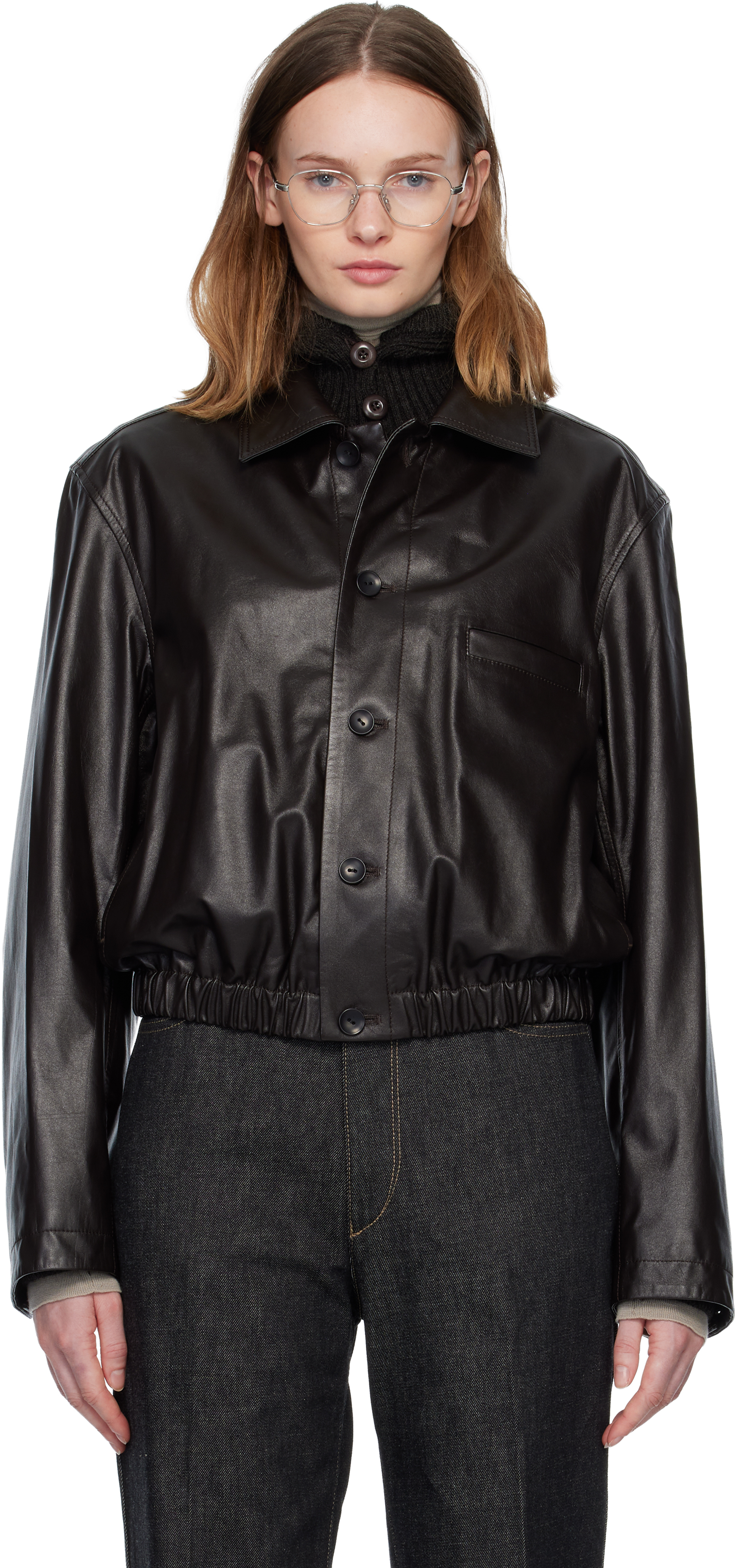 Lemaire 25ss nappa leather jacket Mサイズ LEATHER SINGLE BREASTED JACKET - Black - Nappa Lamb - Men | LEMAIRE