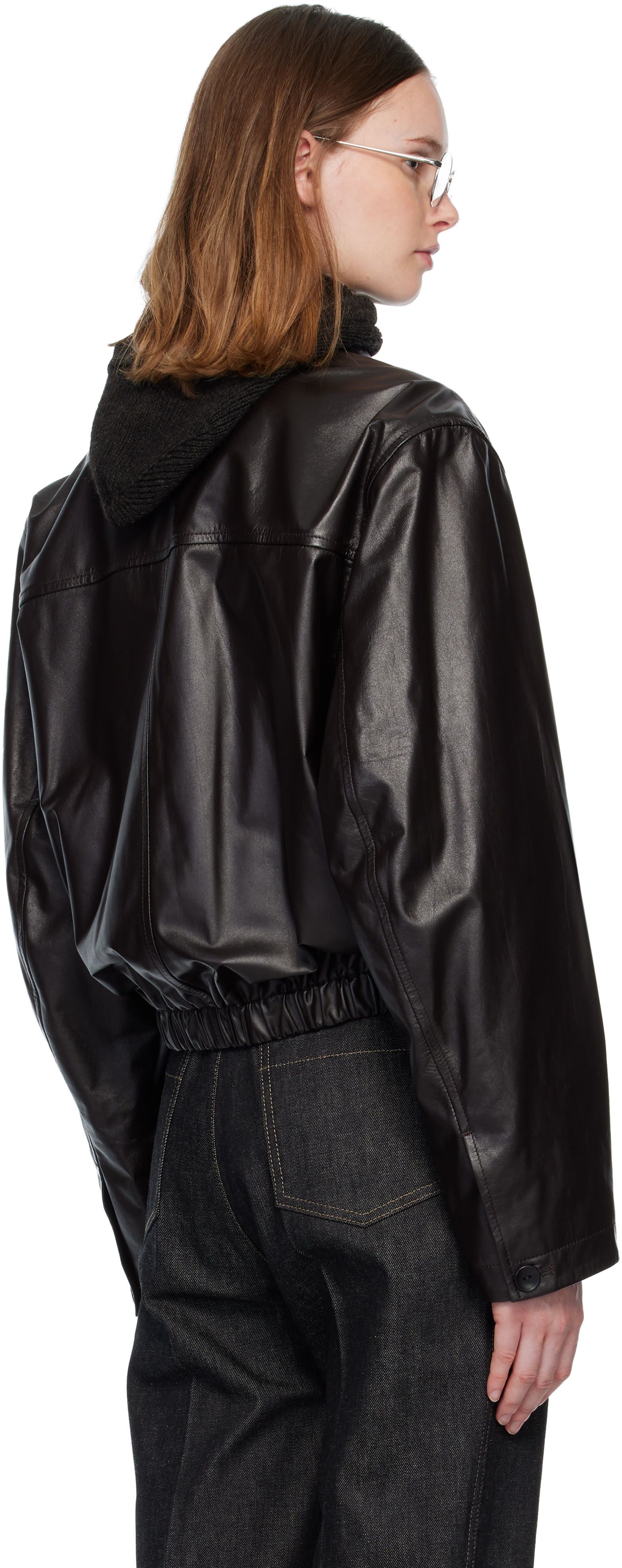 Lemaire Brown Soft Leather Jacket In Brown
