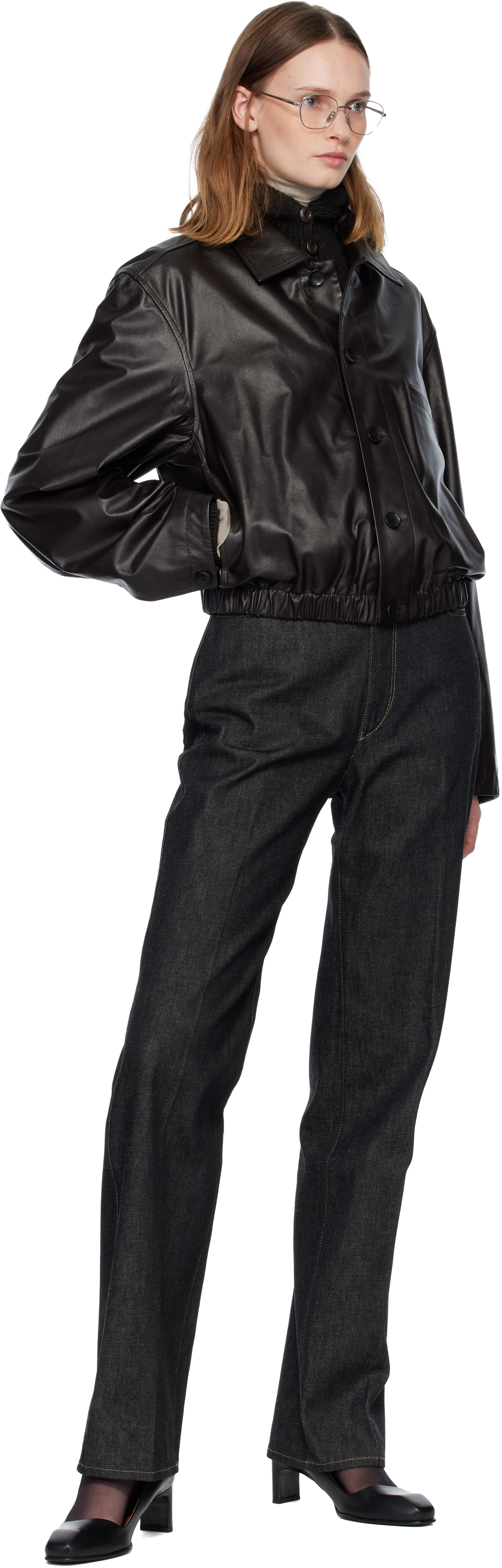 Lemaire Brown Soft Leather Jacket In Brown