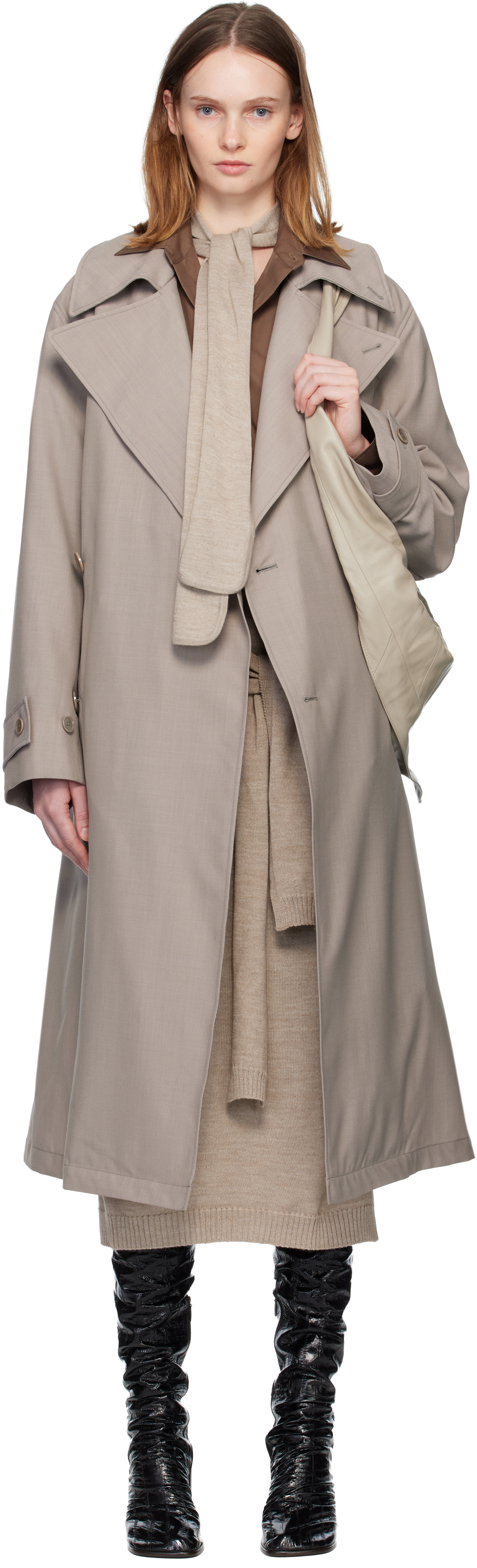 Lemaire Taupe Detachable Lining Trench Coat