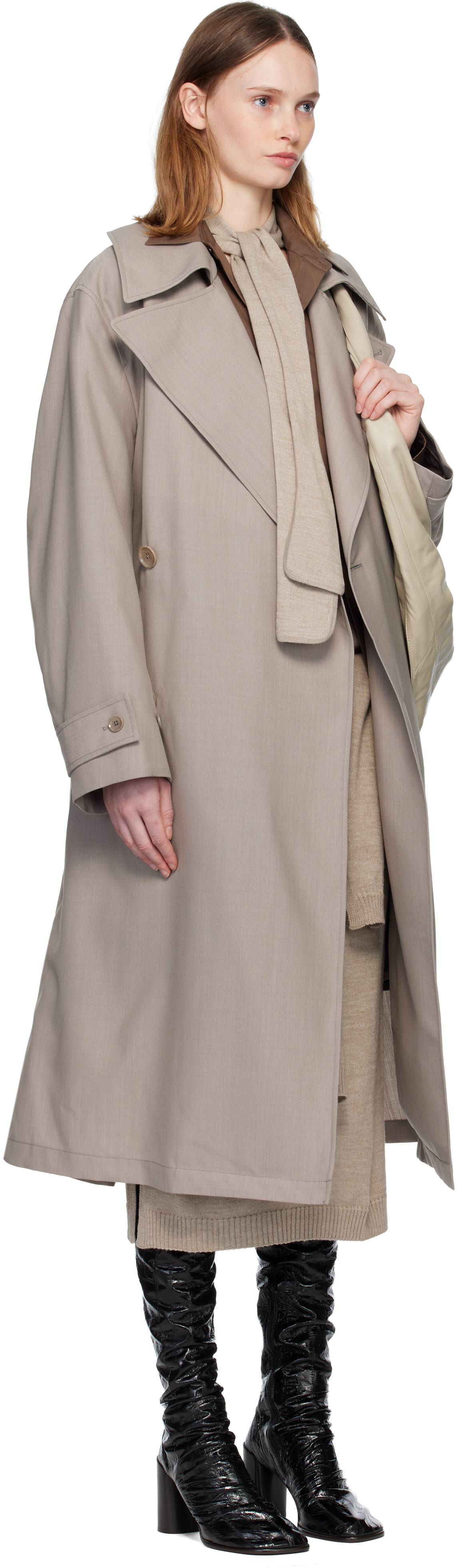 Lemaire Taupe Detachable Lining Trench Coat