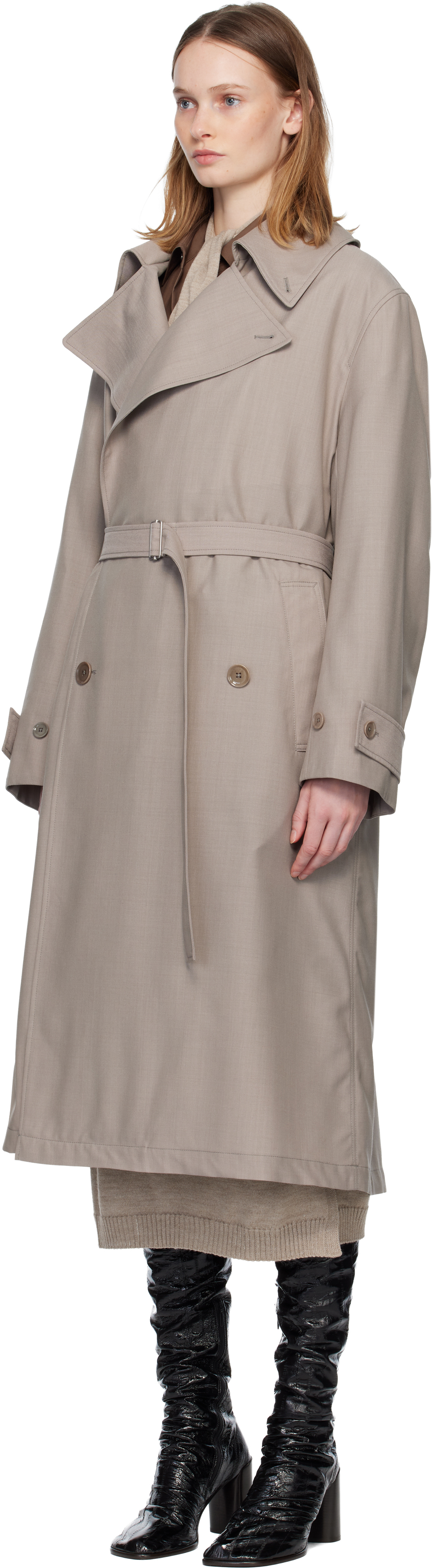 Lemaire Taupe Detachable Lining Trench Coat