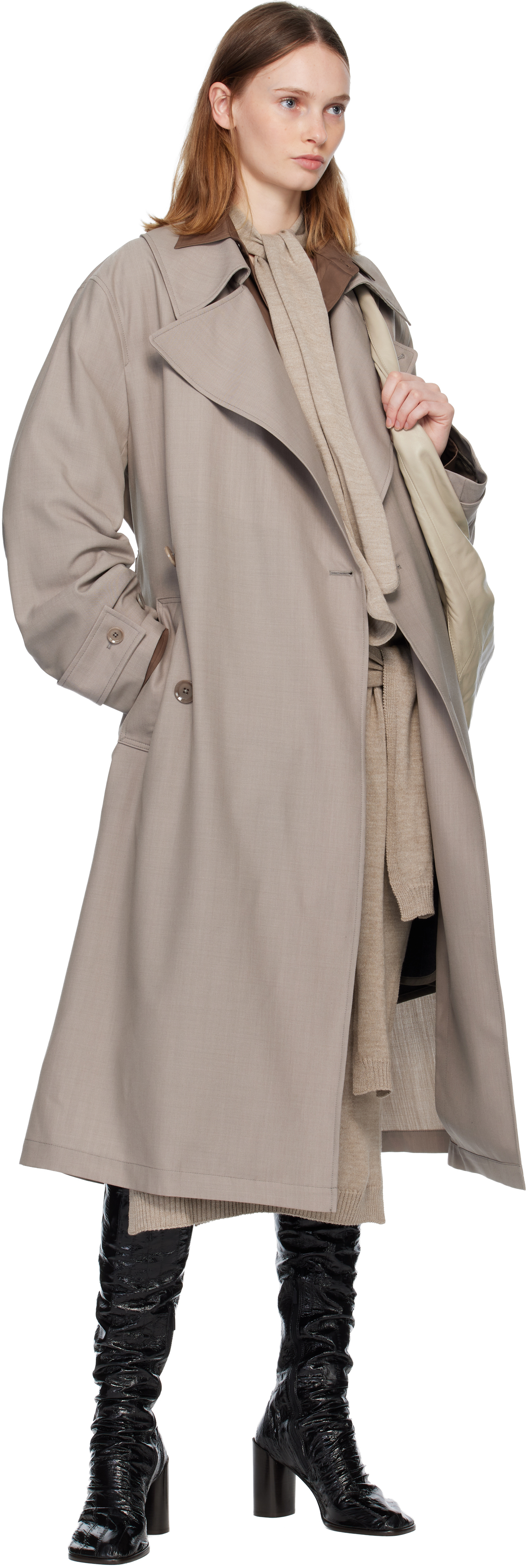 Lemaire Taupe Detachable Lining Trench Coat