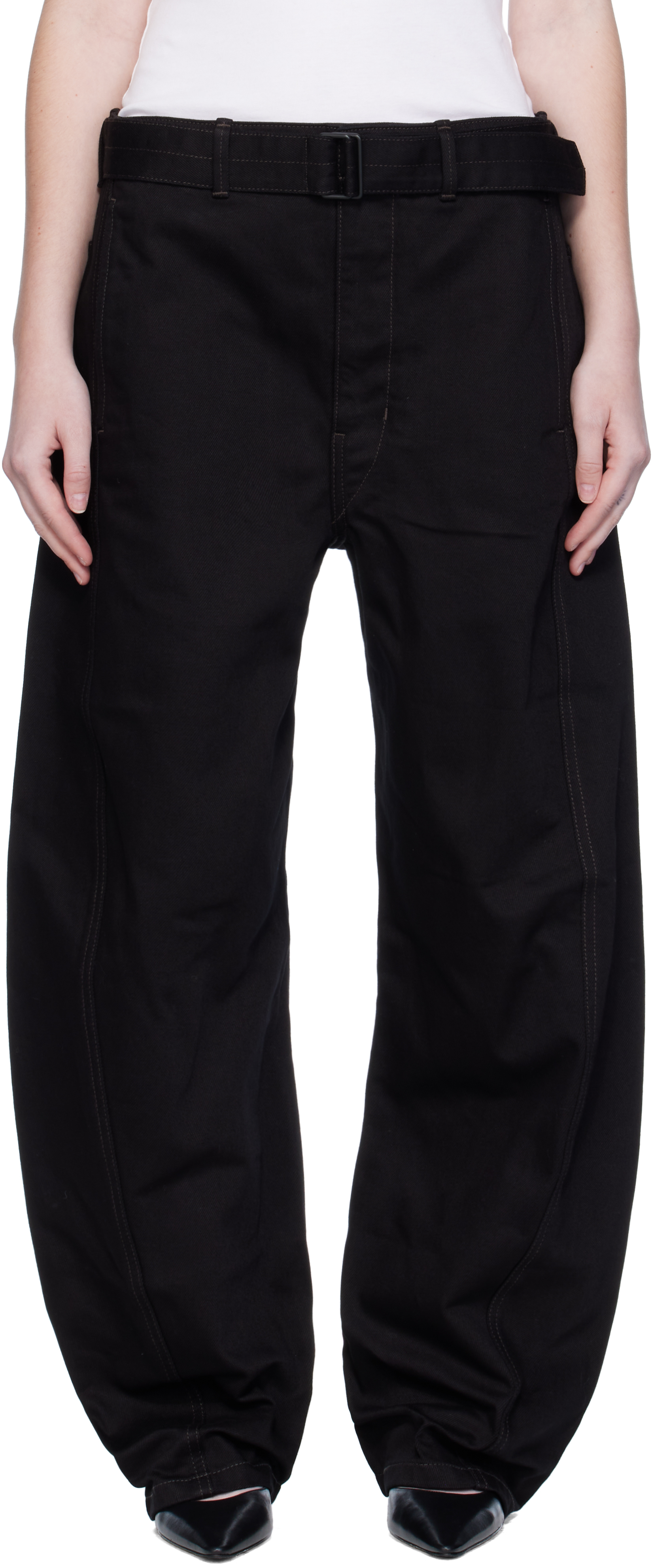 LEMAIRE BELTED TWISTED JEANS ブラック LEMAIRE: Black Twisted Belted Jeans | SSENSE