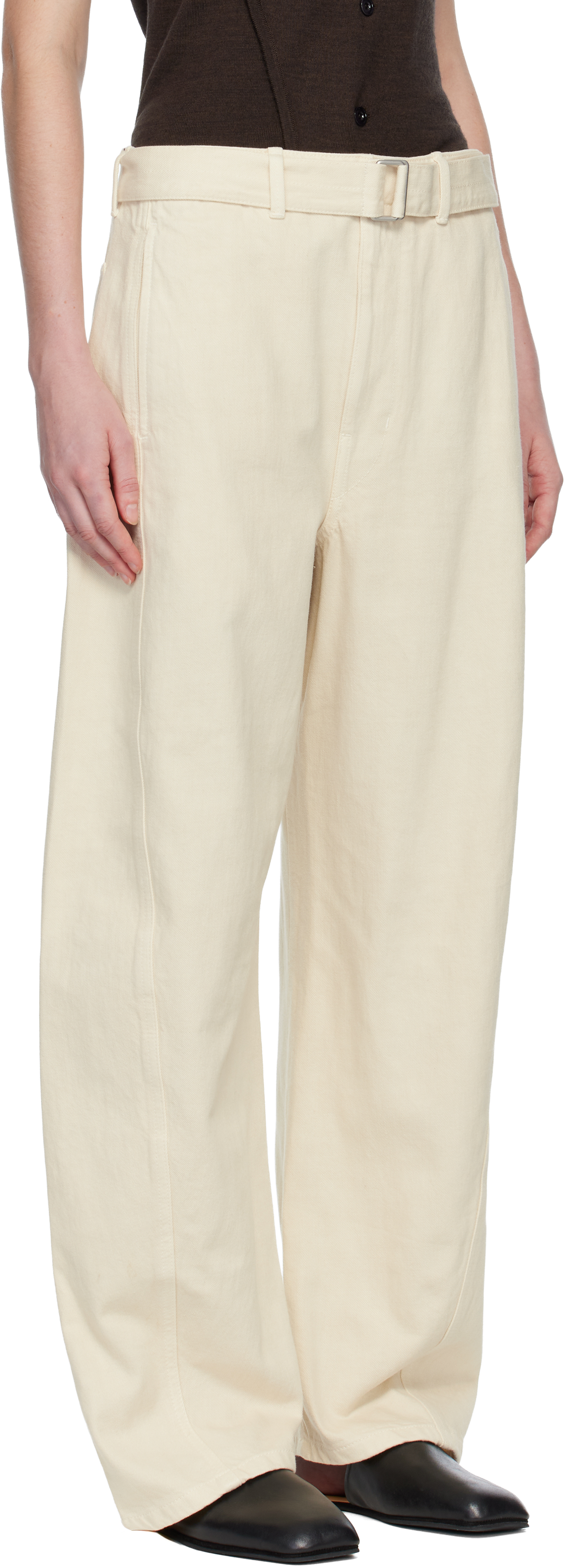 Lemaire Pants With "twisted" Belt In Neutral