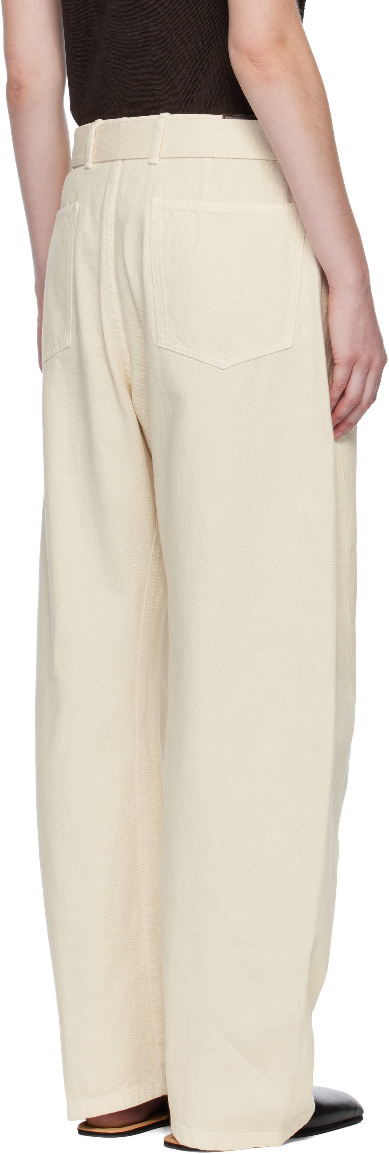 Lemaire Pants With "twisted" Belt In Neutral
