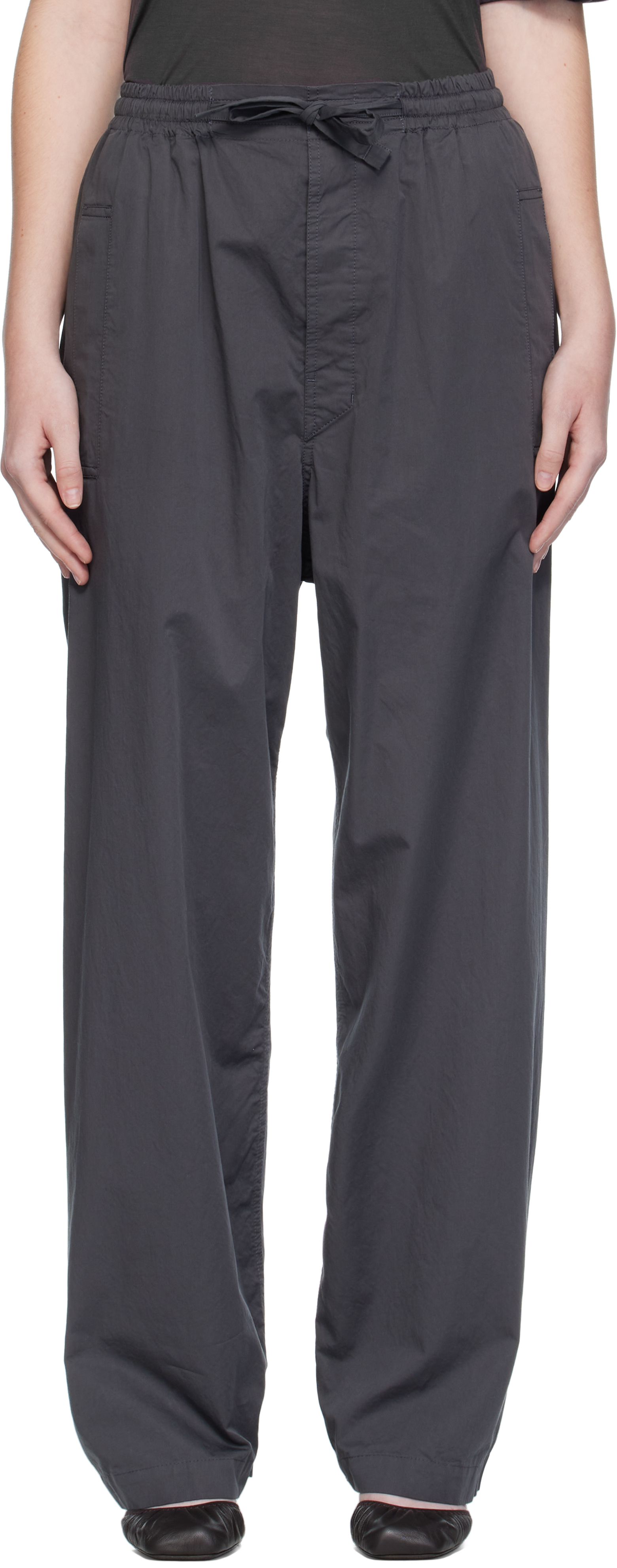 Lemaire Gray Pyjama Lounge Pants In Black