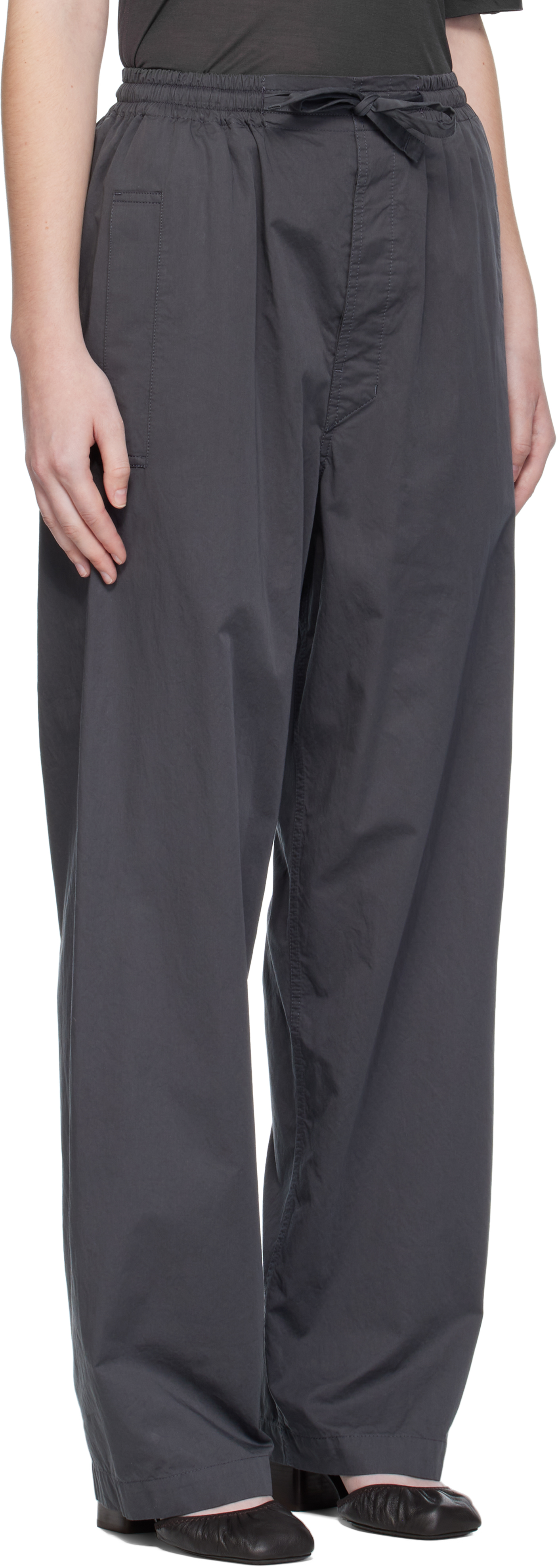 Lemaire Gray Pyjama Lounge Pants In Black