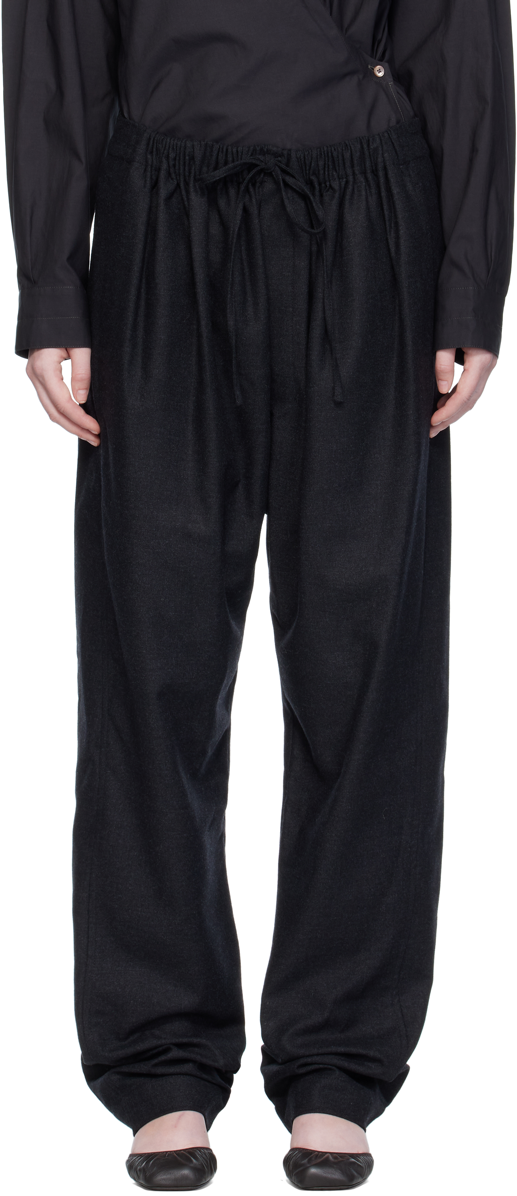 Lemaire Drawstring Parachute Pants In Black