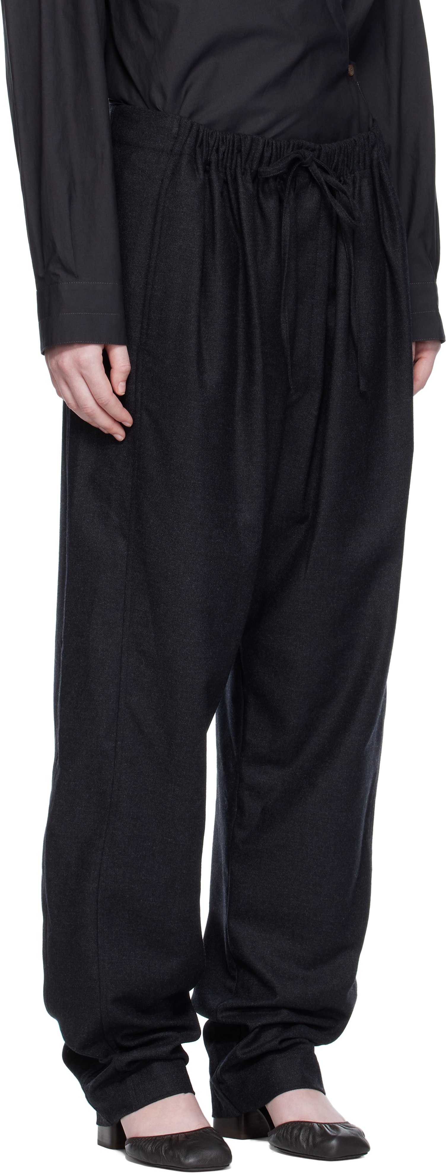 Lemaire Drawstring Parachute Pants In Black