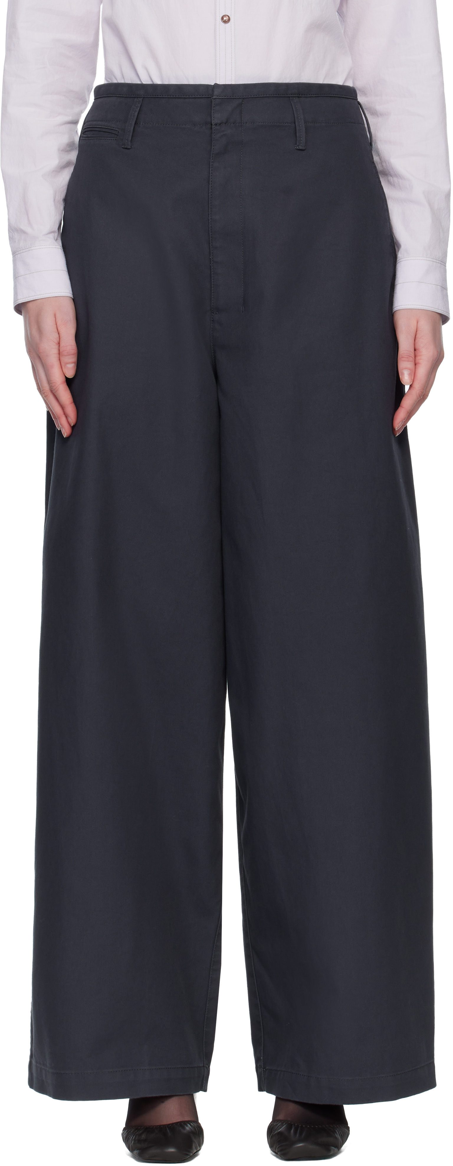 Lemaire Navy Large Chino Trousers