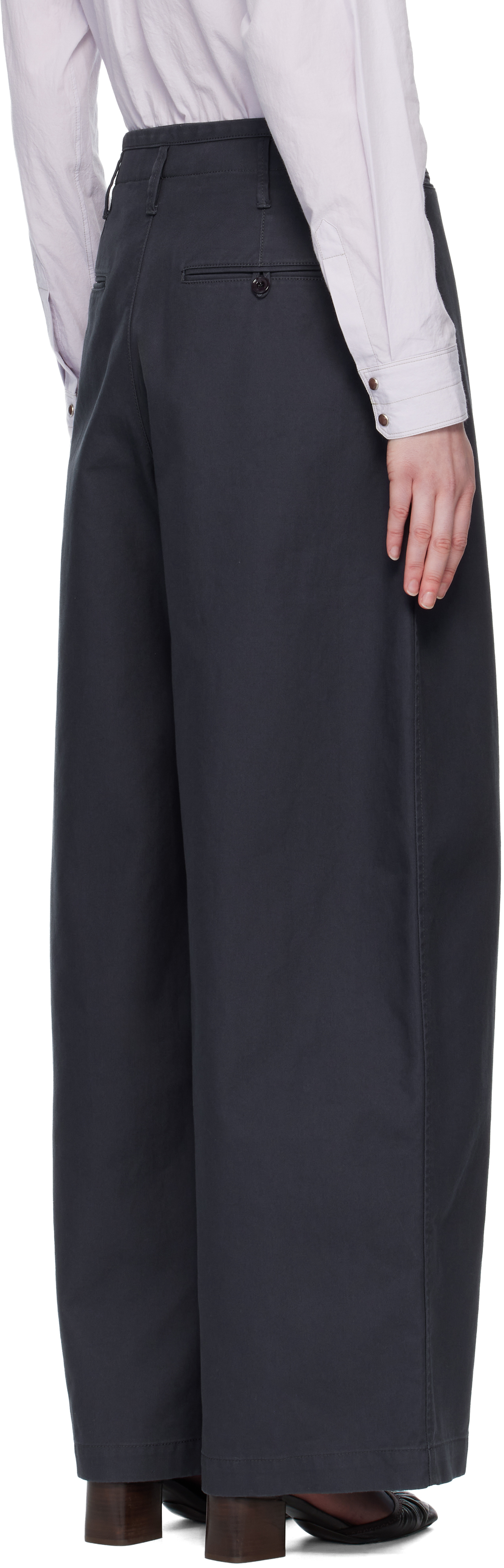 Lemaire Navy Large Chino Trousers