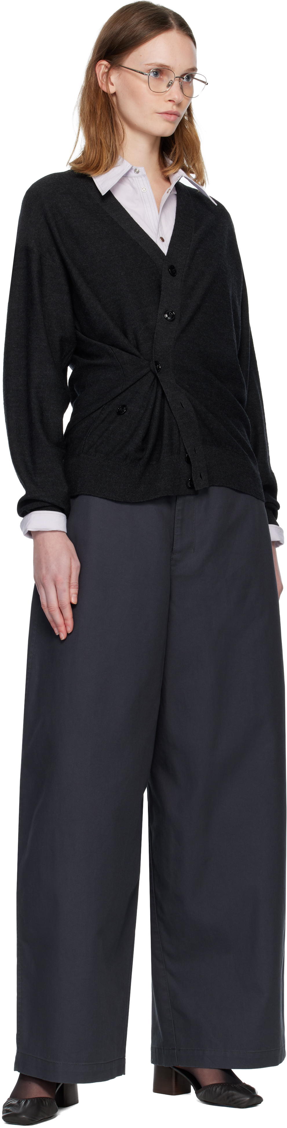 Lemaire Navy Large Chino Trousers