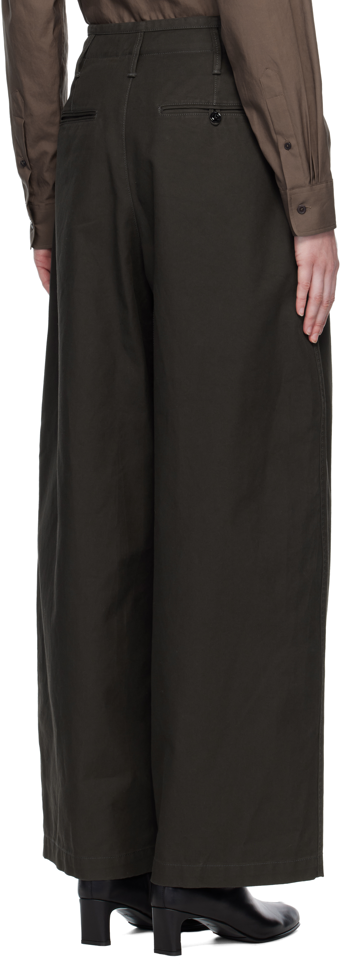 Lemaire Brown Large Chino Trousers In Brown