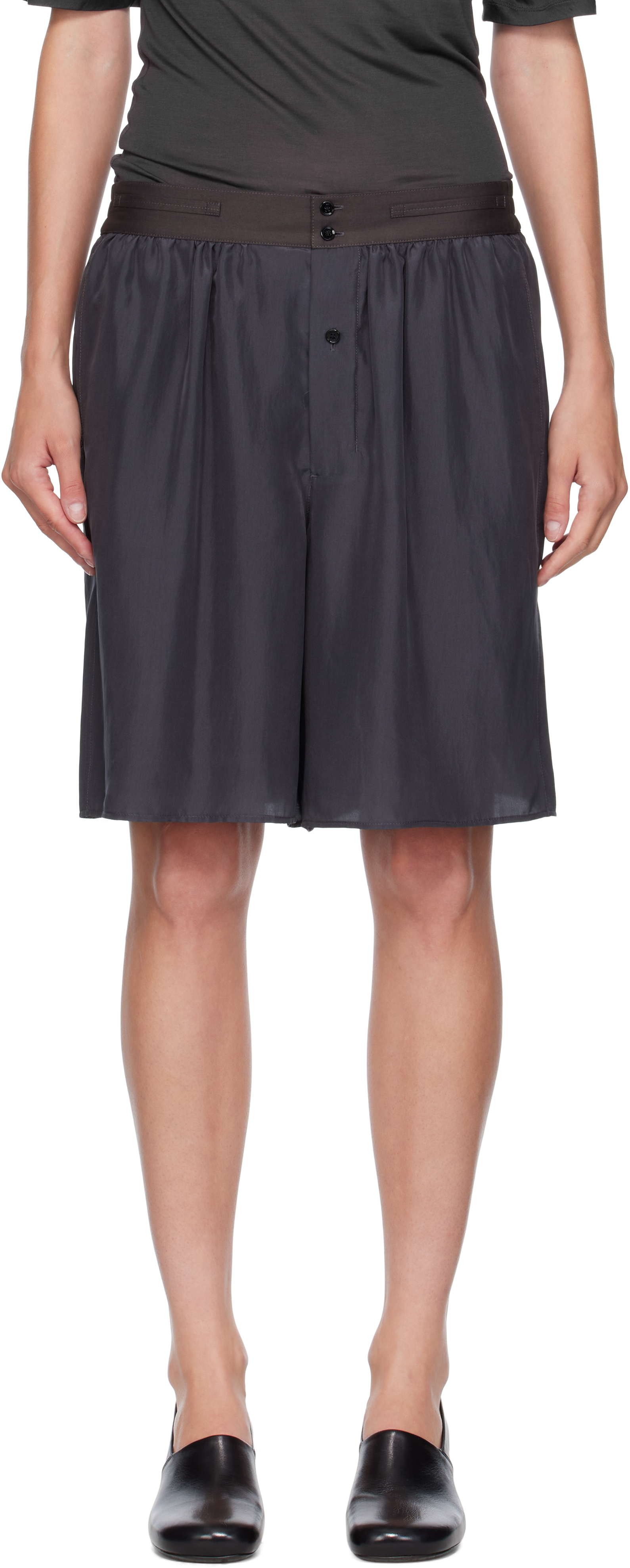 Lemaire Gray Soft Shorts In Blue