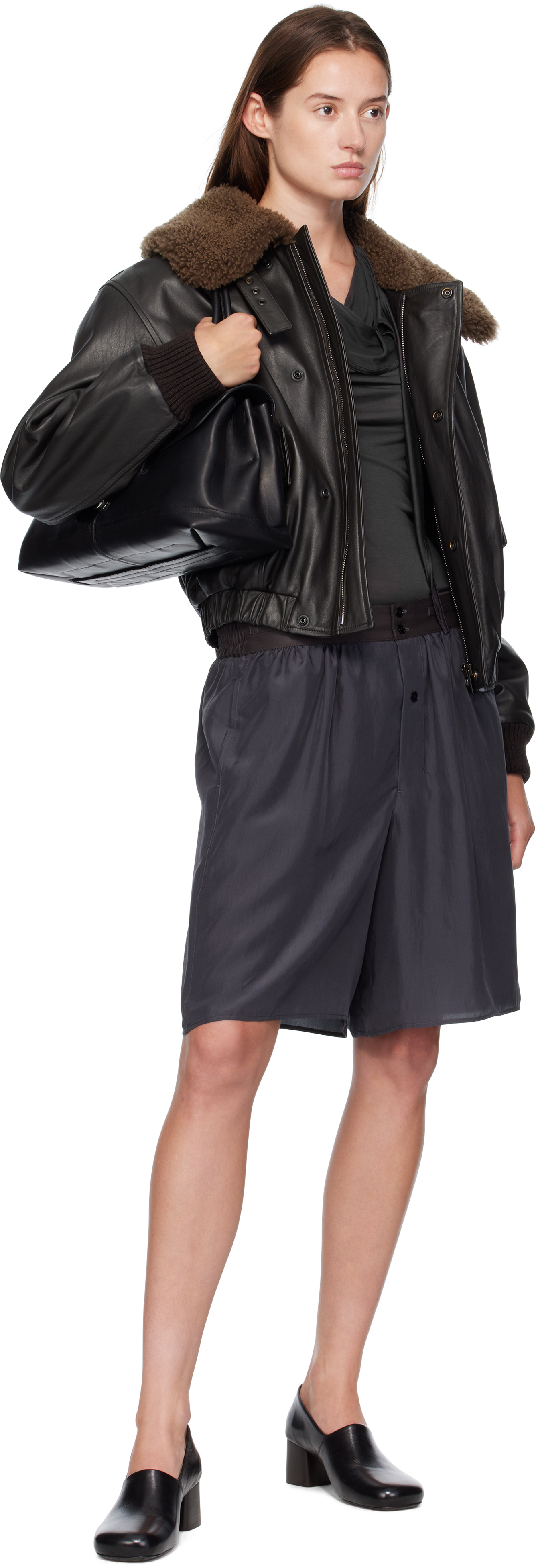 Lemaire Gray Soft Shorts In Blue