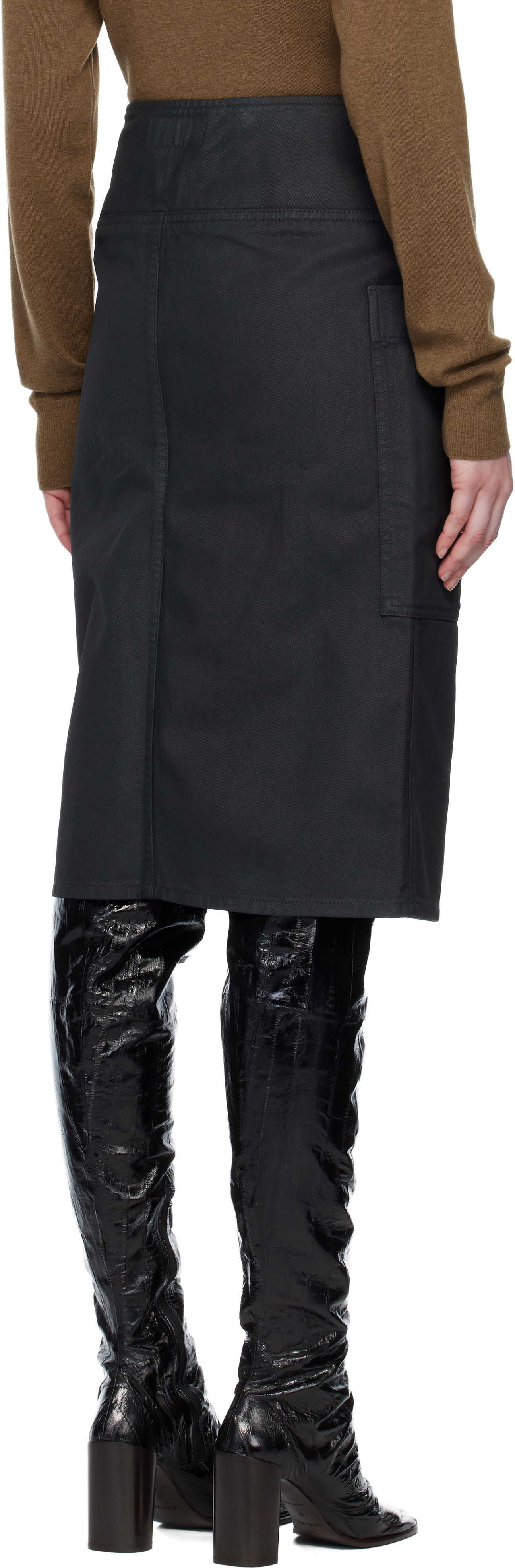 Lemaire Gray Apron Denim Midi Skirt