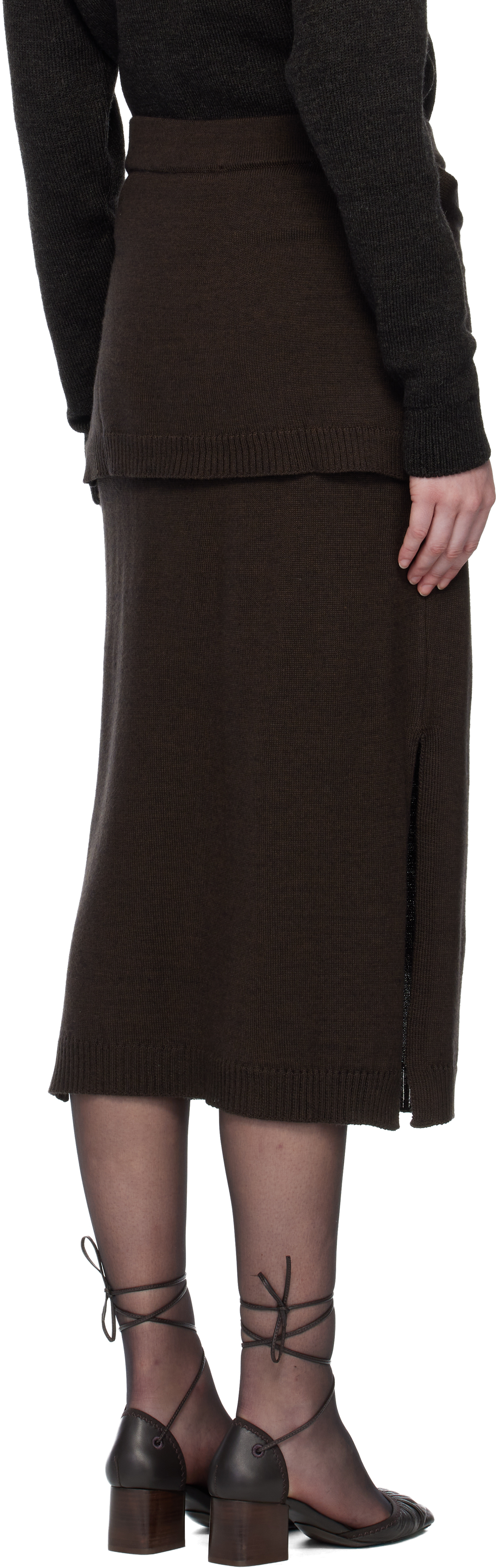 Lemaire Brown Trompe L'oeil Midi Skirt