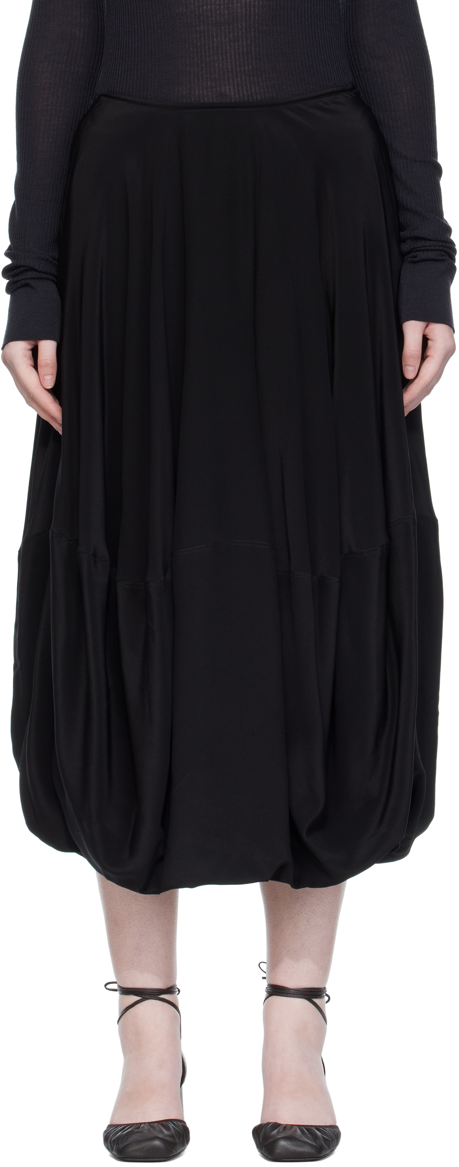 Lemaire Black Balloon Maxi Skirt In Black