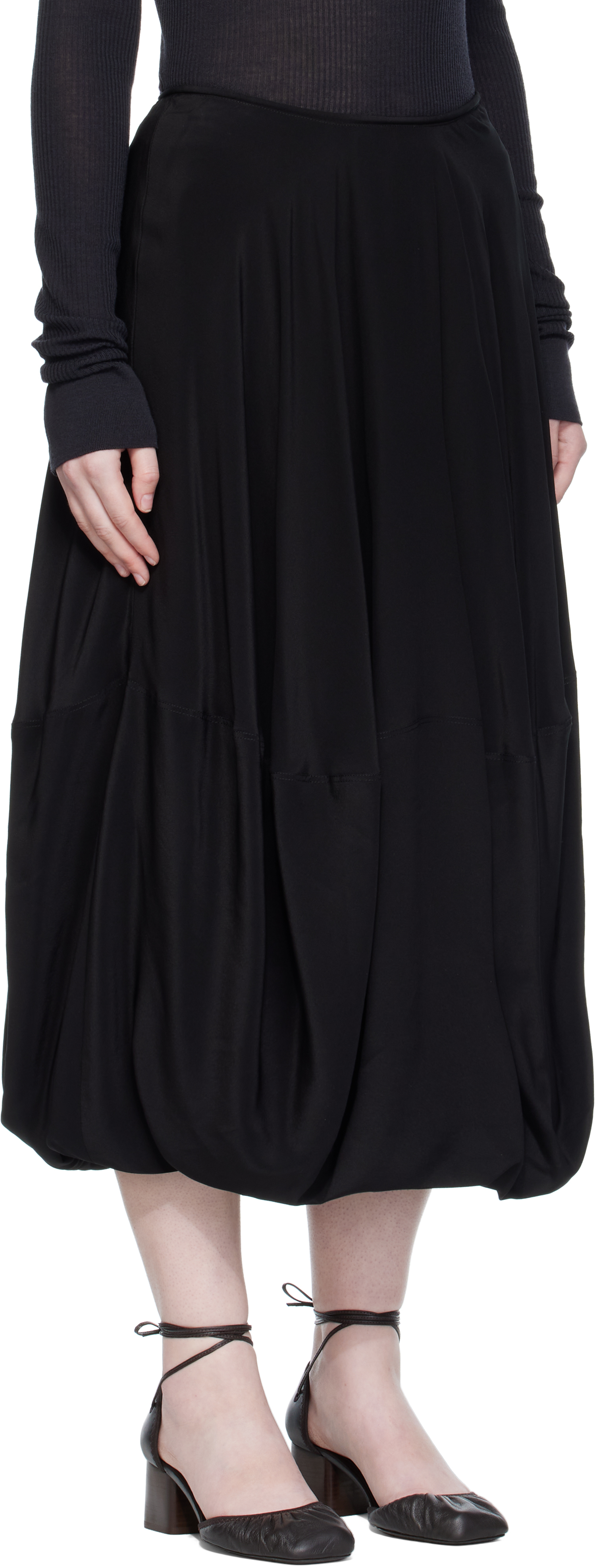 Lemaire Black Balloon Maxi Skirt In Black