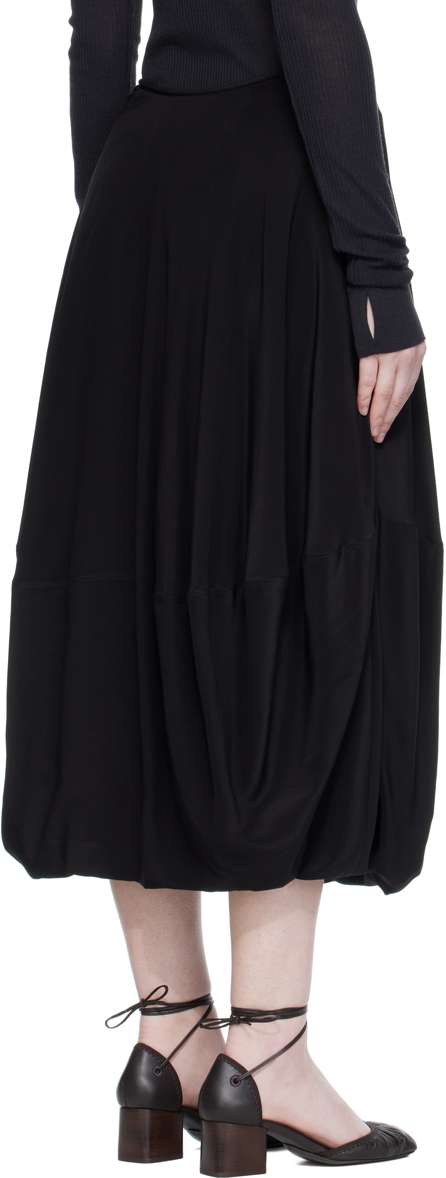 Lemaire Black Balloon Maxi Skirt In Black