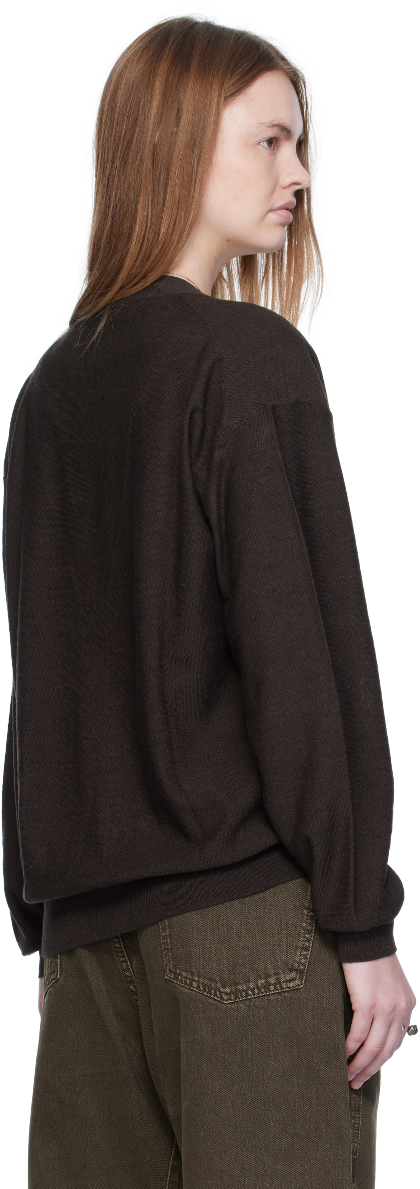 Brown Relaxed Twisted Cardigan | 르메르 | FETCHING