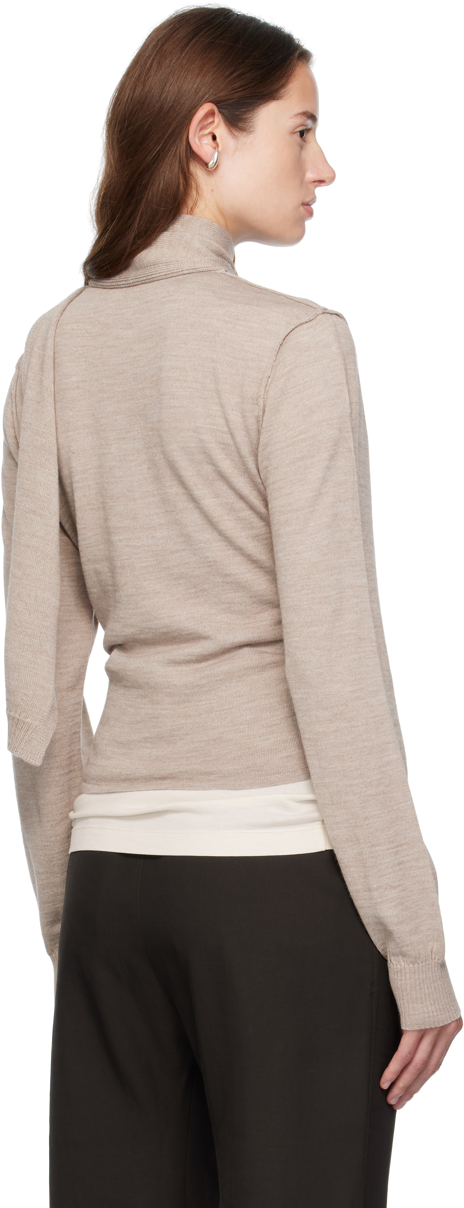 Lemaire Twisted Cardigan With Scarf In Neutral