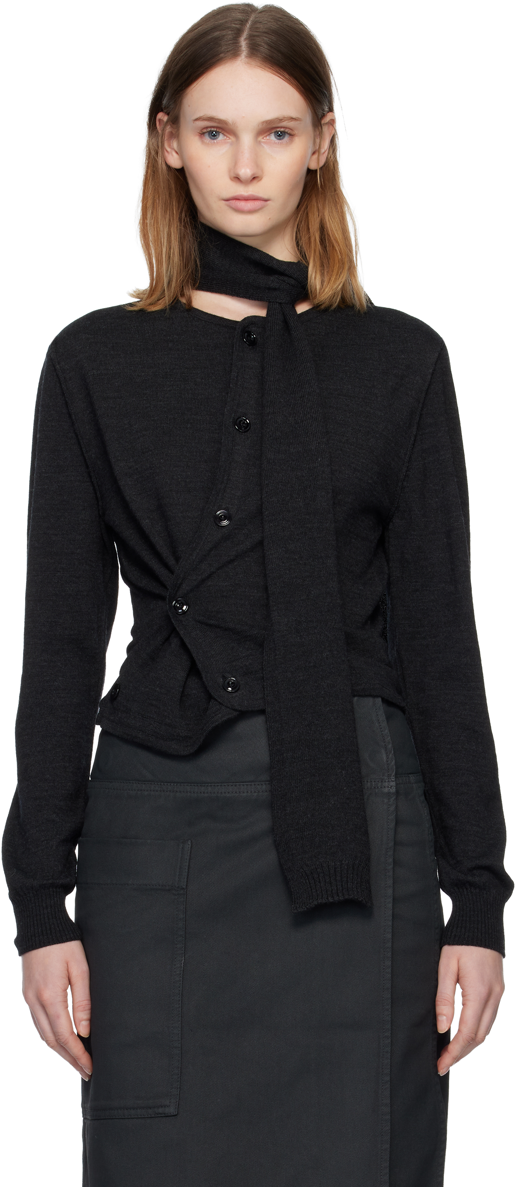 LEMAIRE: グレー ツイスト カーディガン | SSENSE 日本