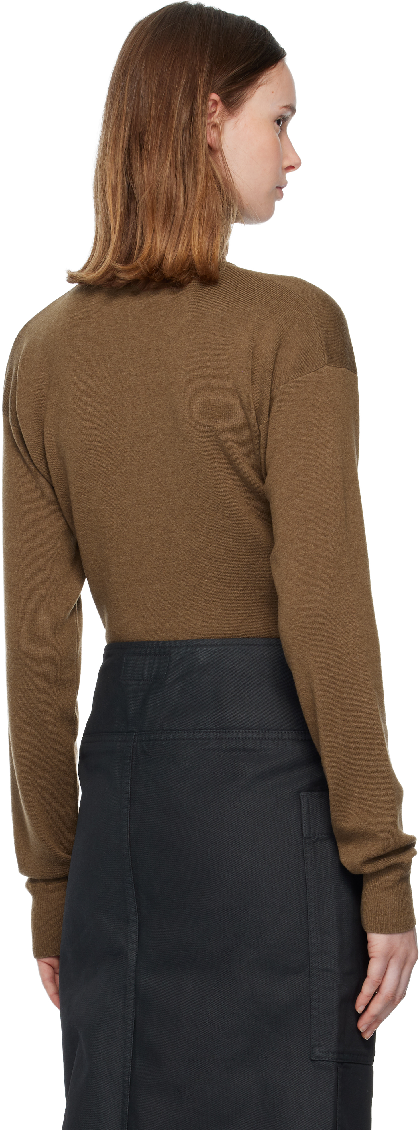 Lemaire Brown Buttoned Fitted Cardigan In Brown