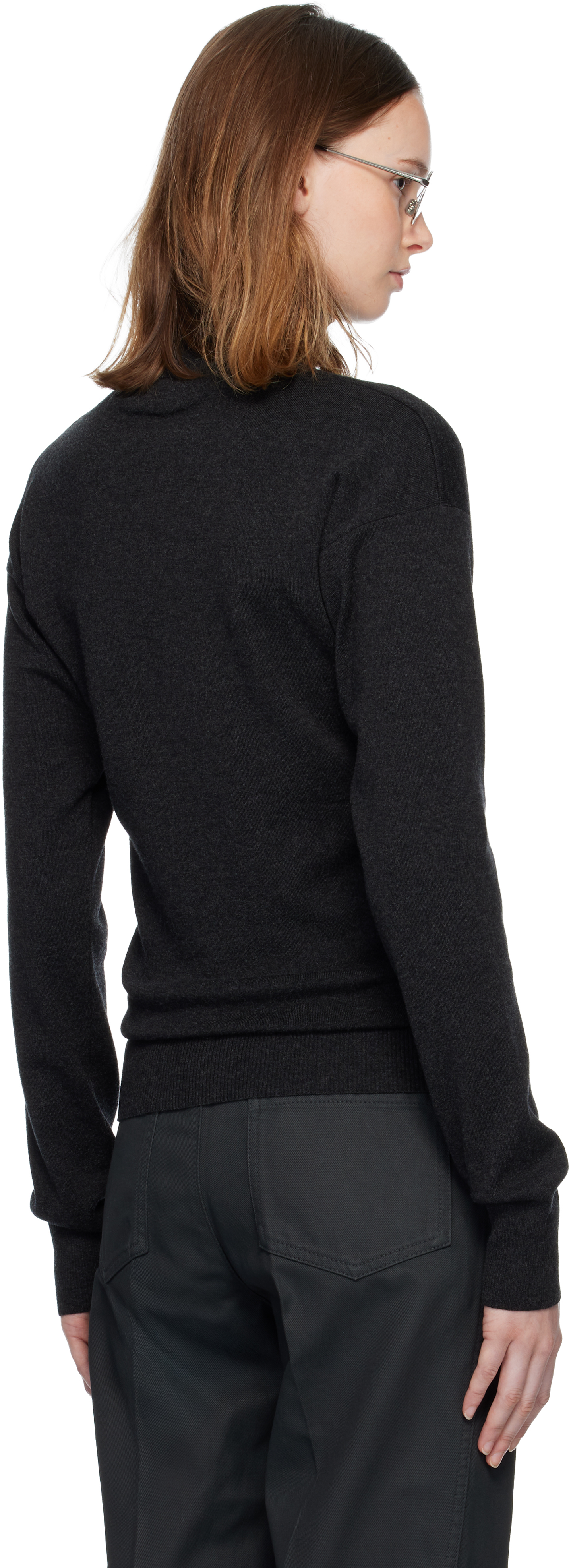 Lemaire Gray Buttoned Fitted Cardigan In Black