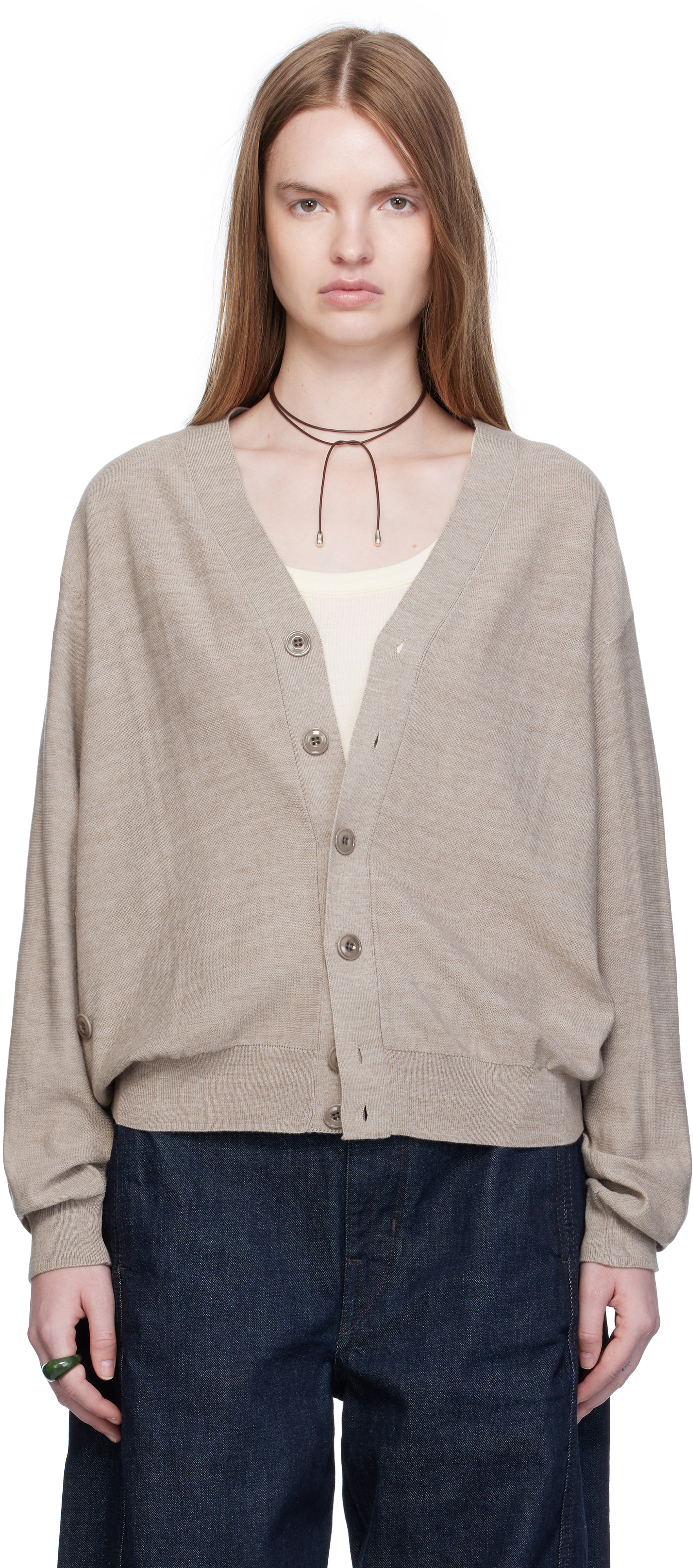 トップス LEMAIRE RELAXED TWISTED CARDIGAN LEMAIRE Gray Relaxed Twisted Cardigan Lemaire