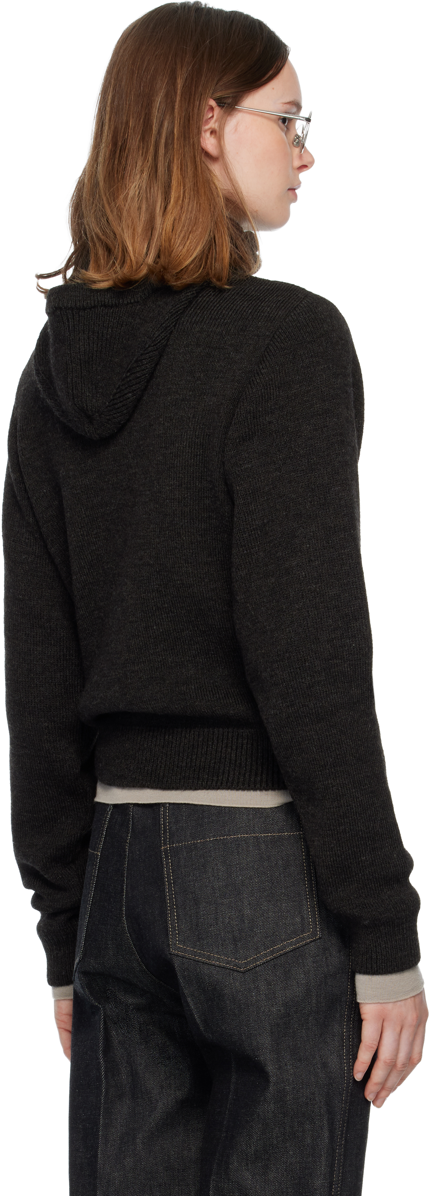 Lemaire Brown Hooded Sweater In Black