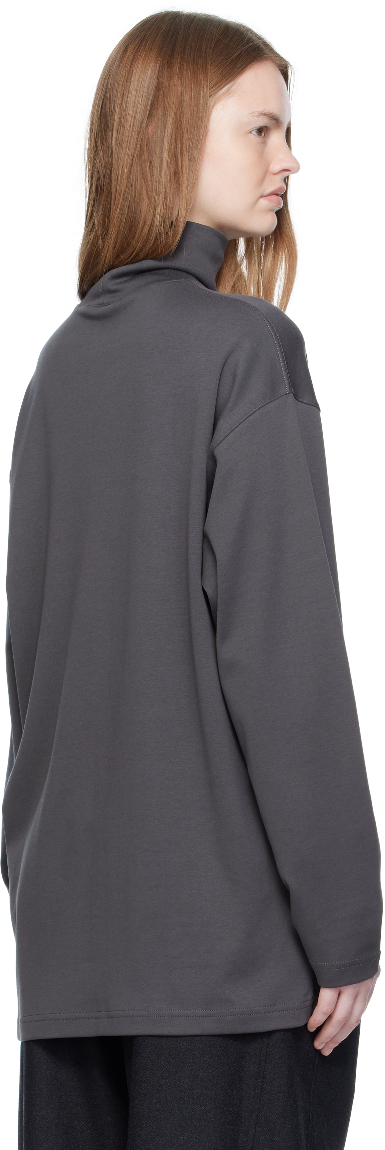 Lemaire Gray Relaxed Mock Neck T-shirt In Gray