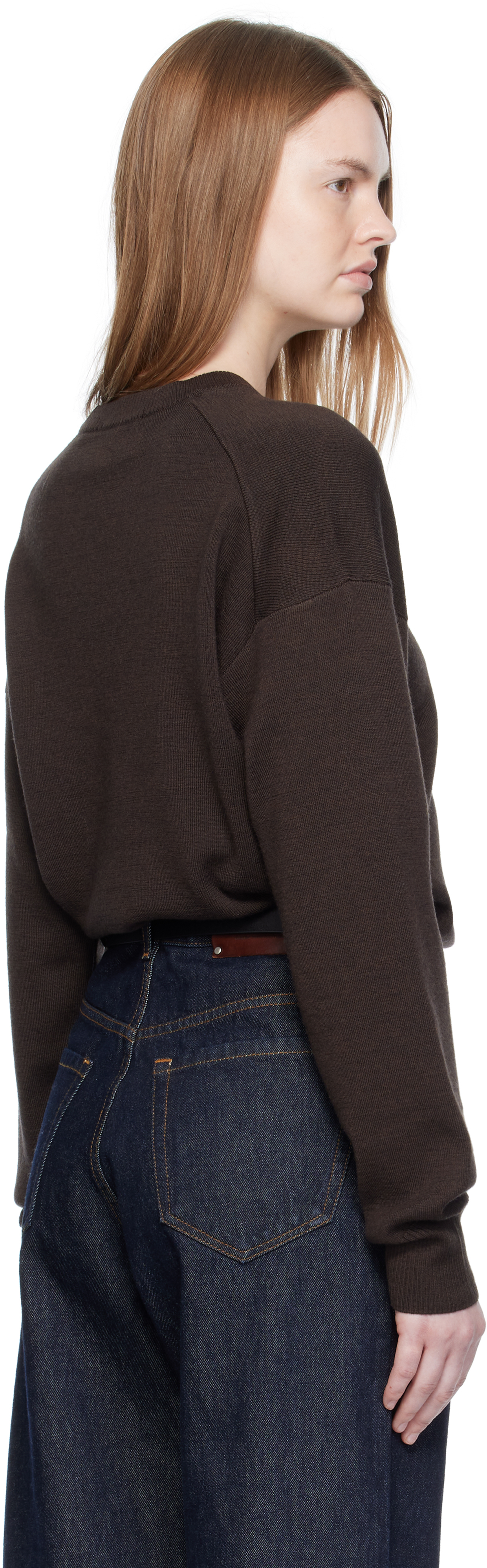 Lemaire Brown V Neck Sweater In Brown