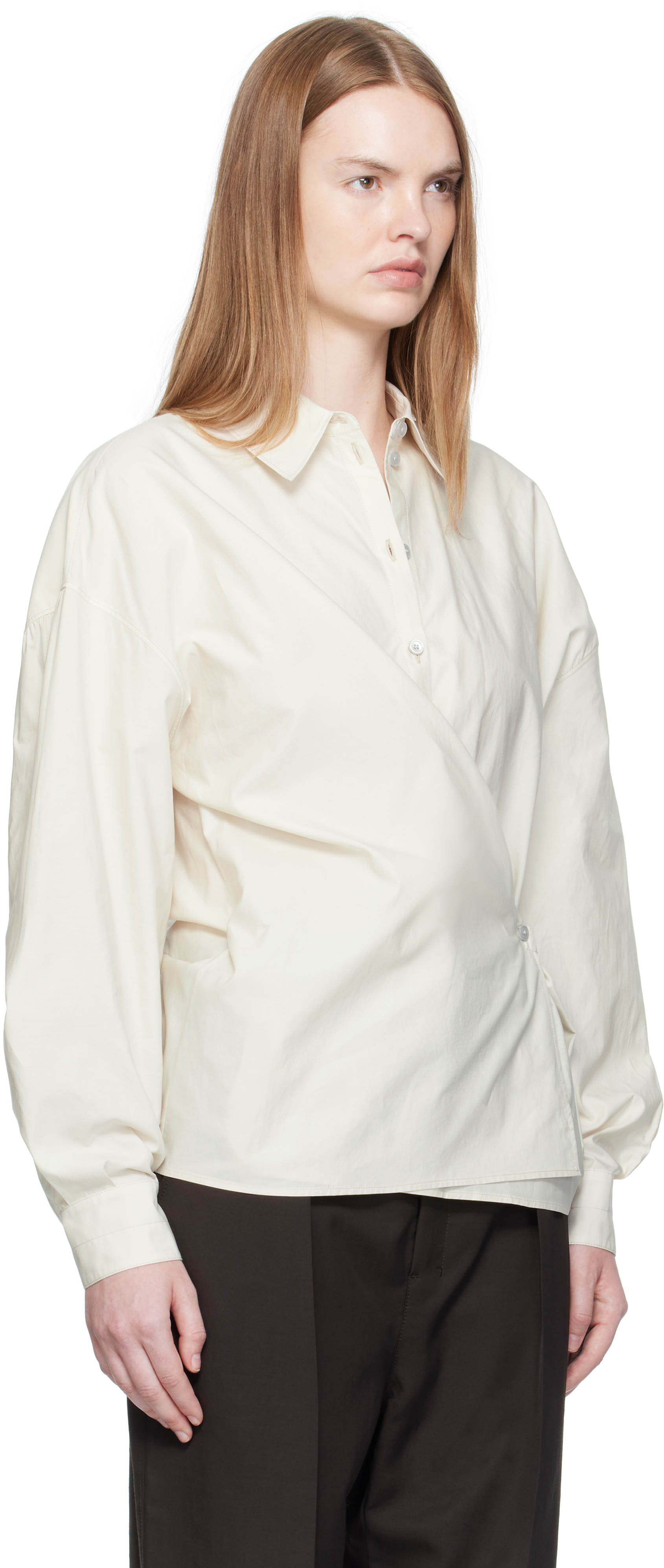 Lemaire Off-white Straight Collar Twisted Shirt In Neutral