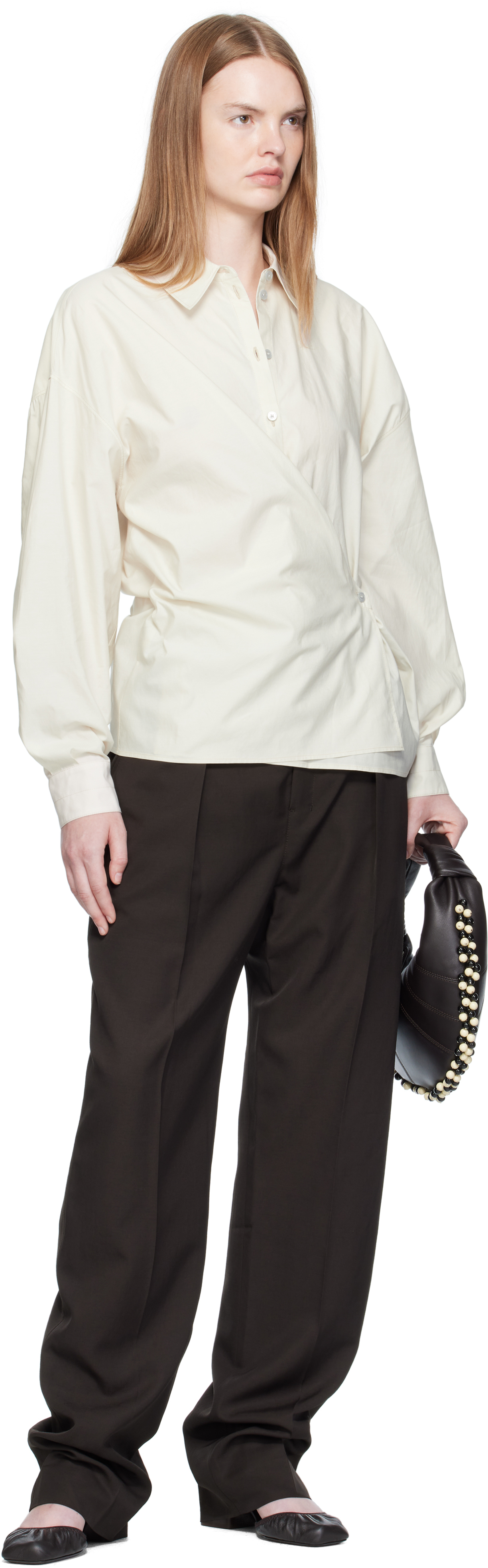 Lemaire Off-white Straight Collar Twisted Shirt In Neutral