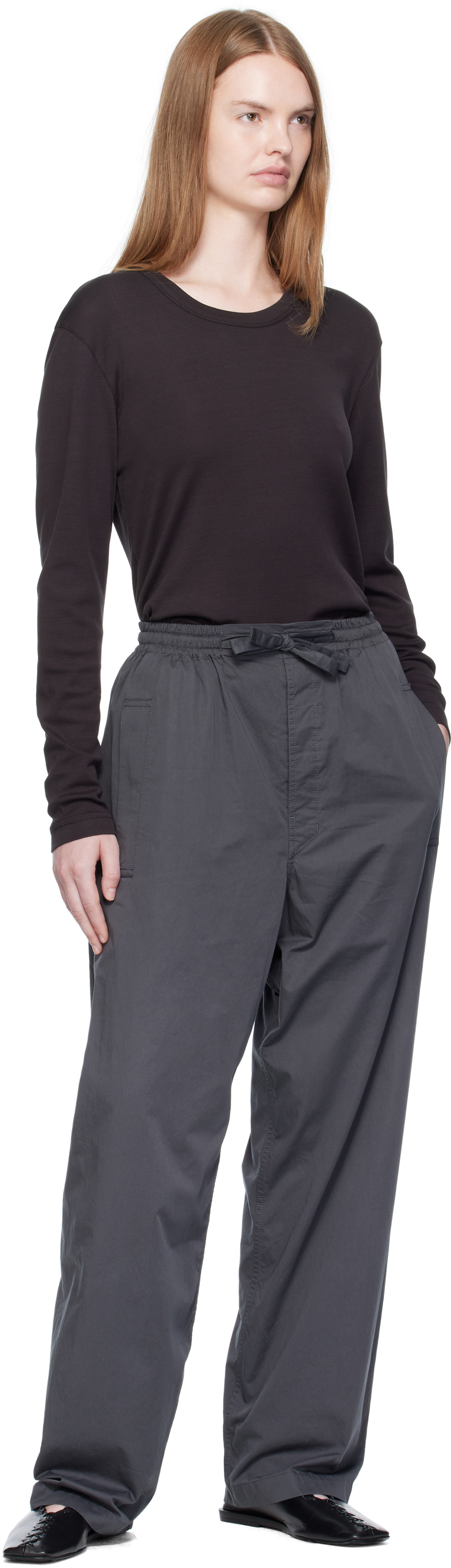 Lemaire Black Rib Long Sleeve T-shirt In Brown