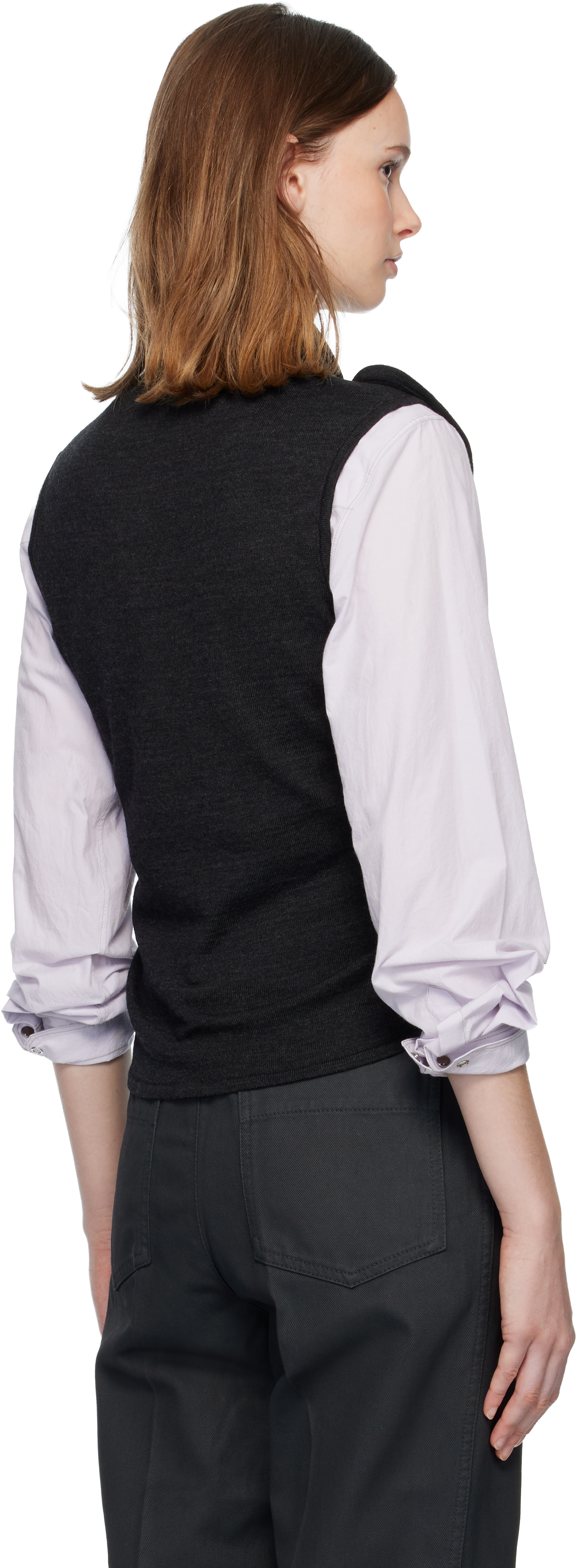 Lemaire Gray Asymmetrical Sleeveless Cardigan In Multi