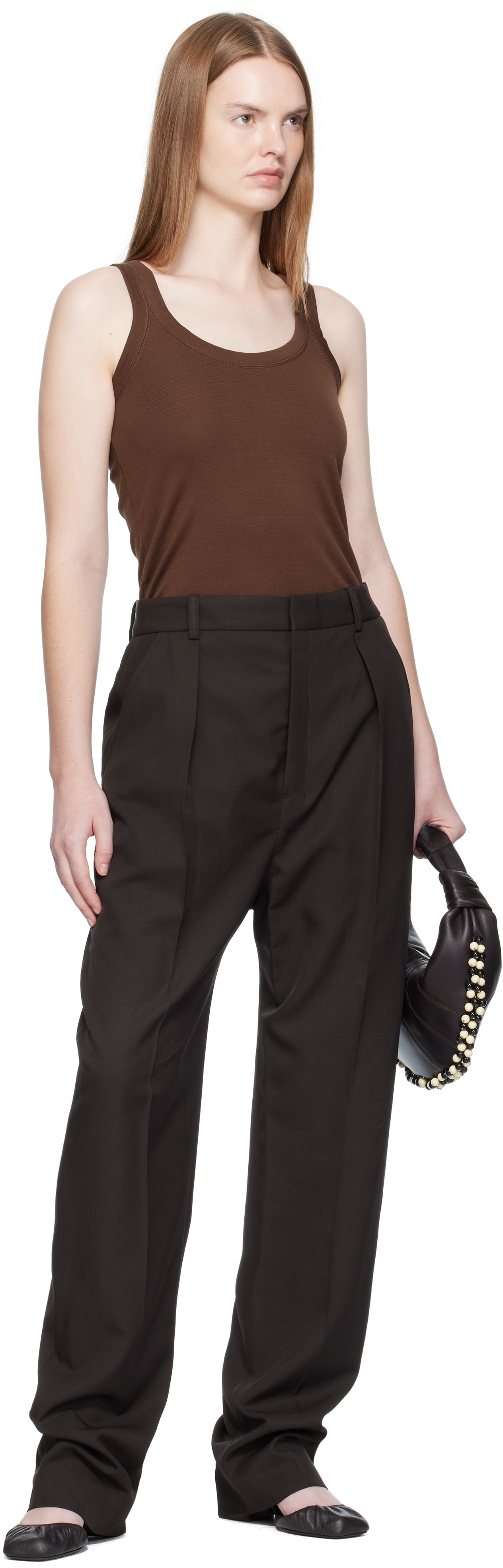 Lemaire Scoop-neck Cotton Tank Top In Brown