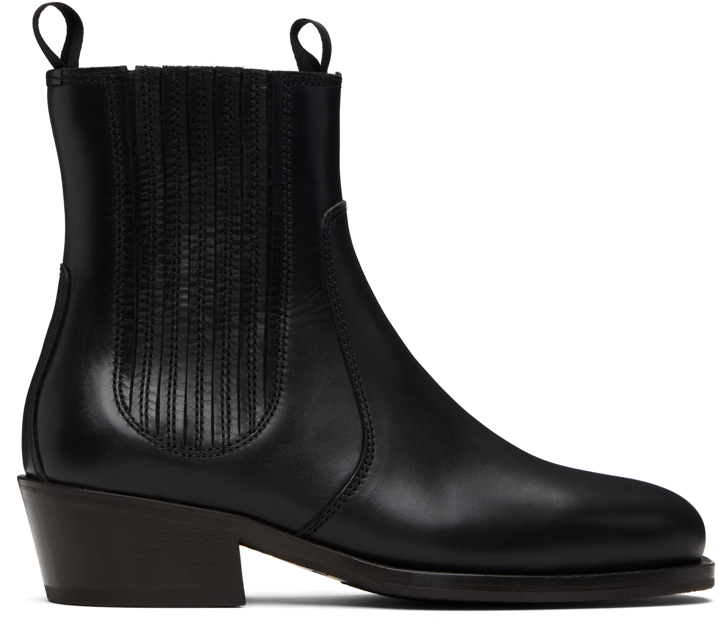 Lemaire Black Vegetable-tanned Chelsea Boots In Black
